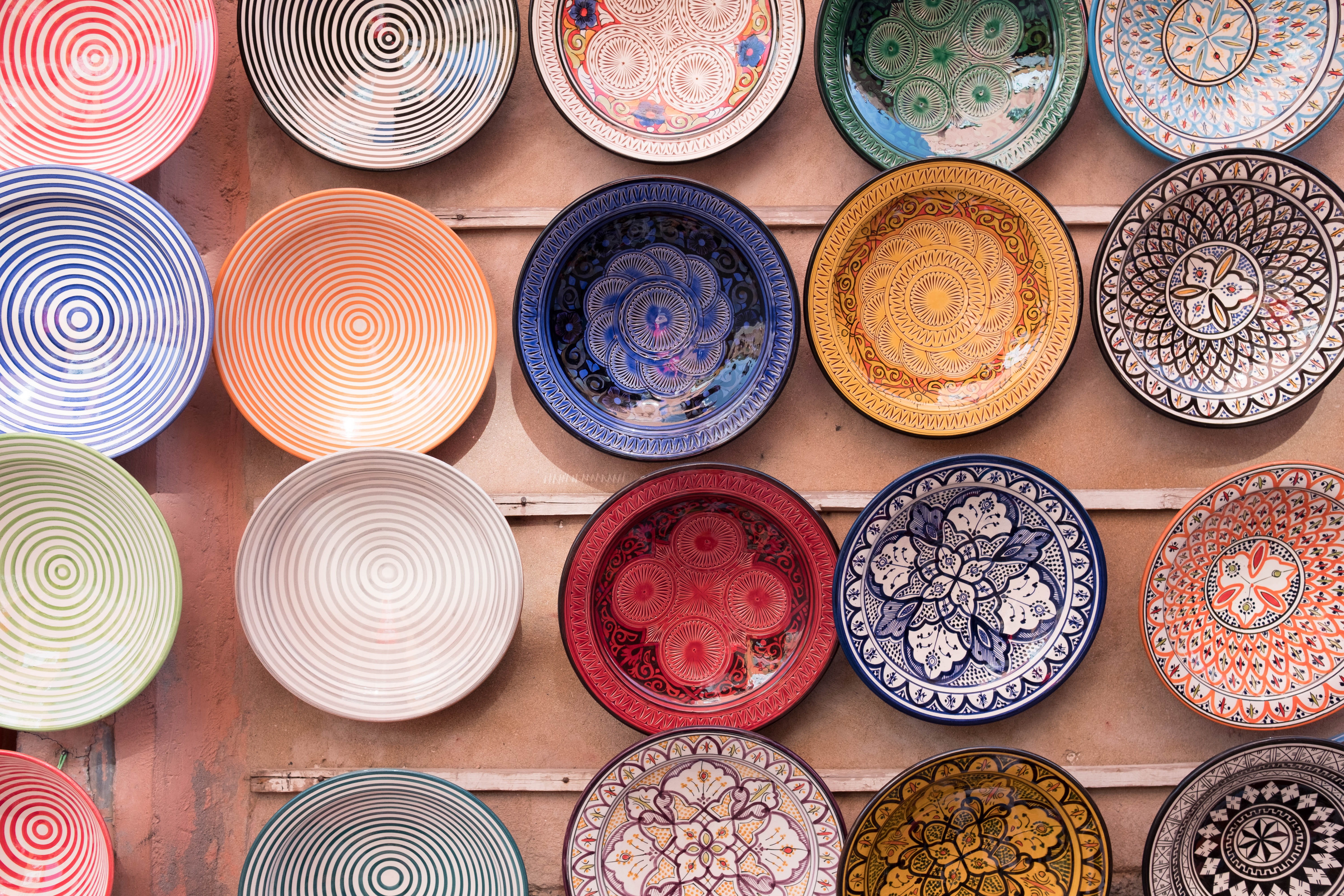 decorative, close-up, directly above, large group of objects, store, crockery, market, saucer, plate, assorted, floral pattern, backgrounds, food, meal, HD Wallpaper