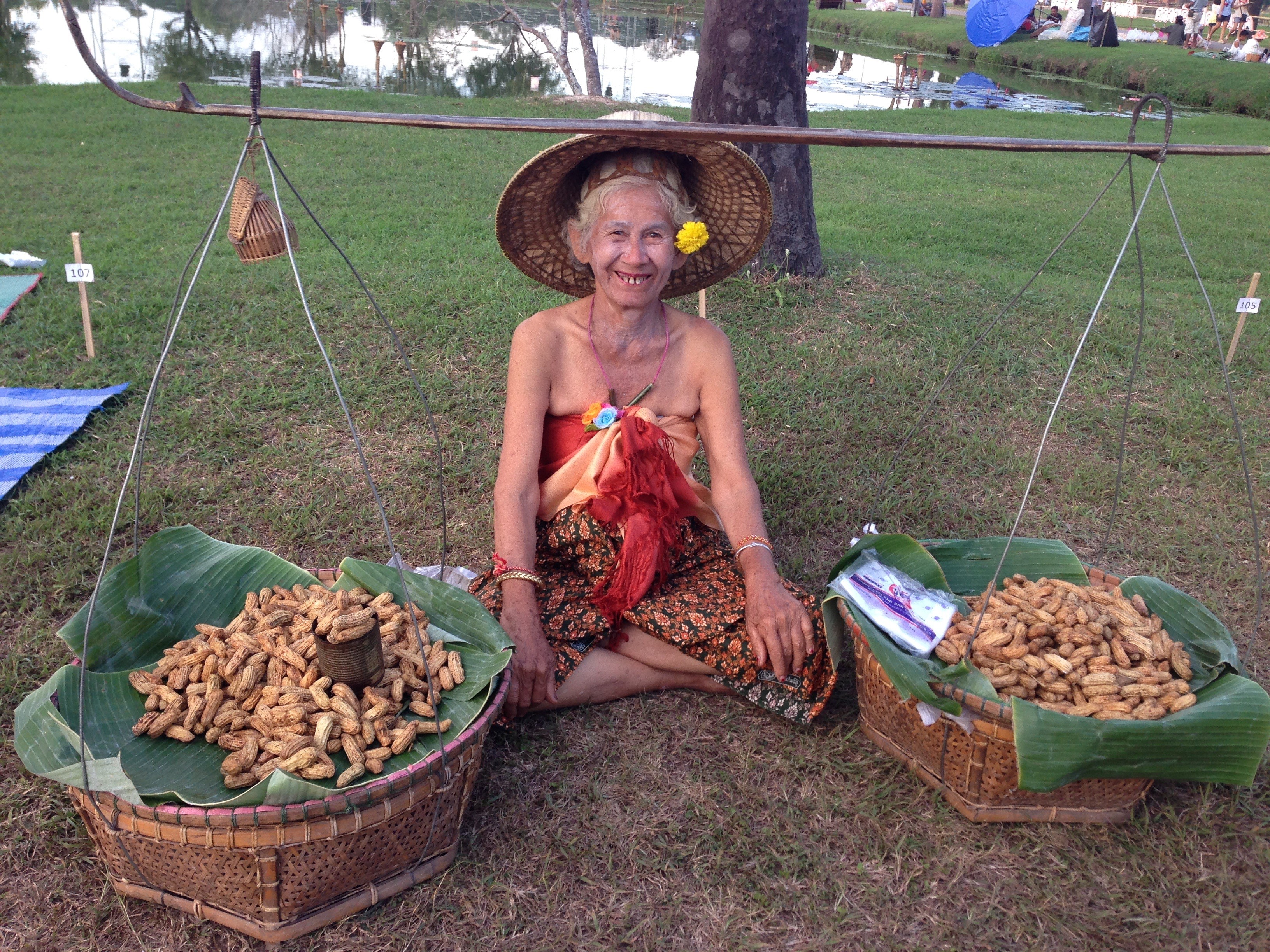 healthy eating, clothing, adult, traditional, leisure activity, happiness, thailand, traveler, ancient, day, holding, old, 2K, container, grand mother, HD Wallpaper