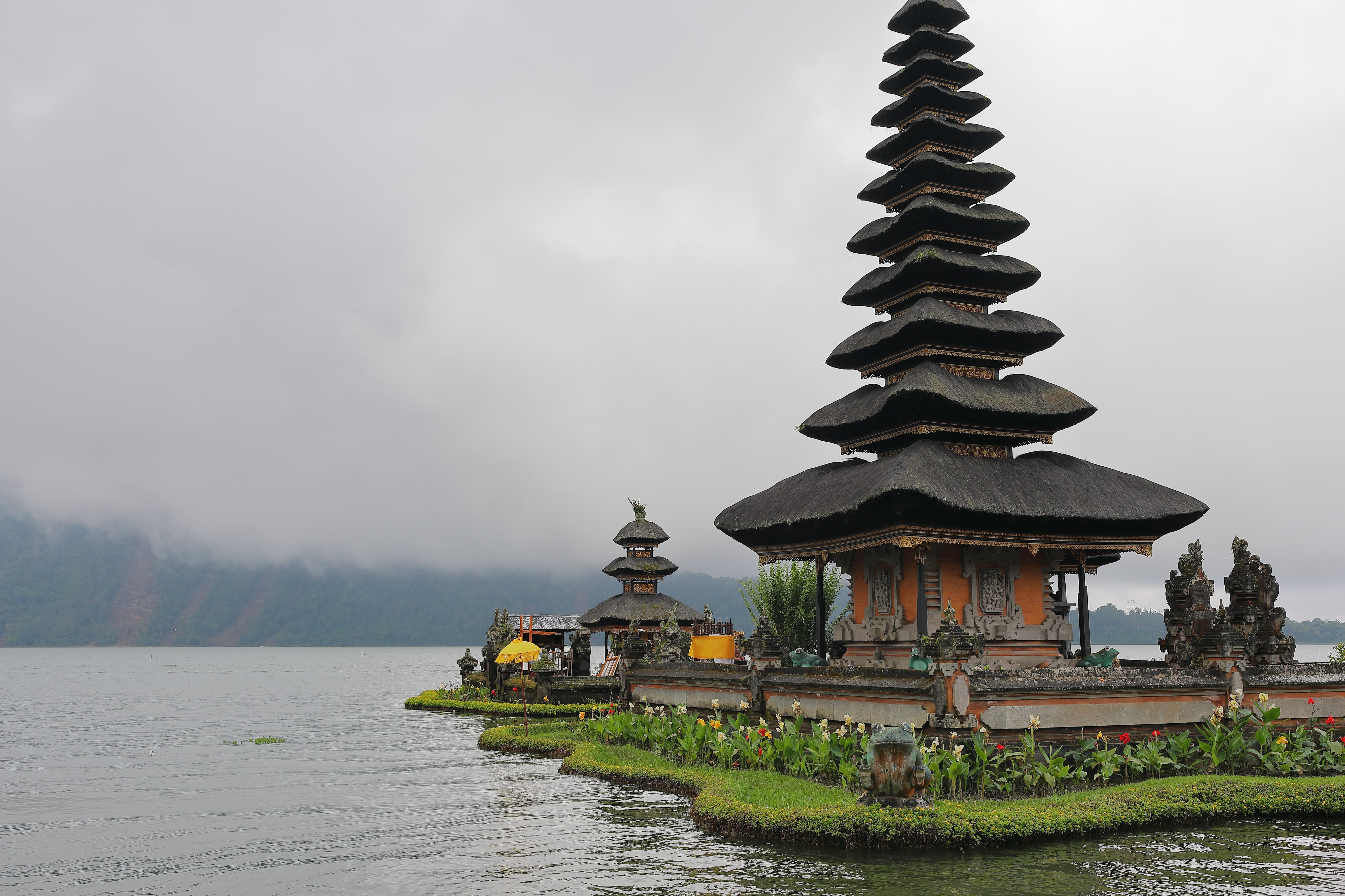 belief, travel, bali, outdoors, place of worship, spirituality, ulun, religion, floating, indonesia, landmark, built structure, nature, water, ulun danu beratan temple, HD Wallpaper