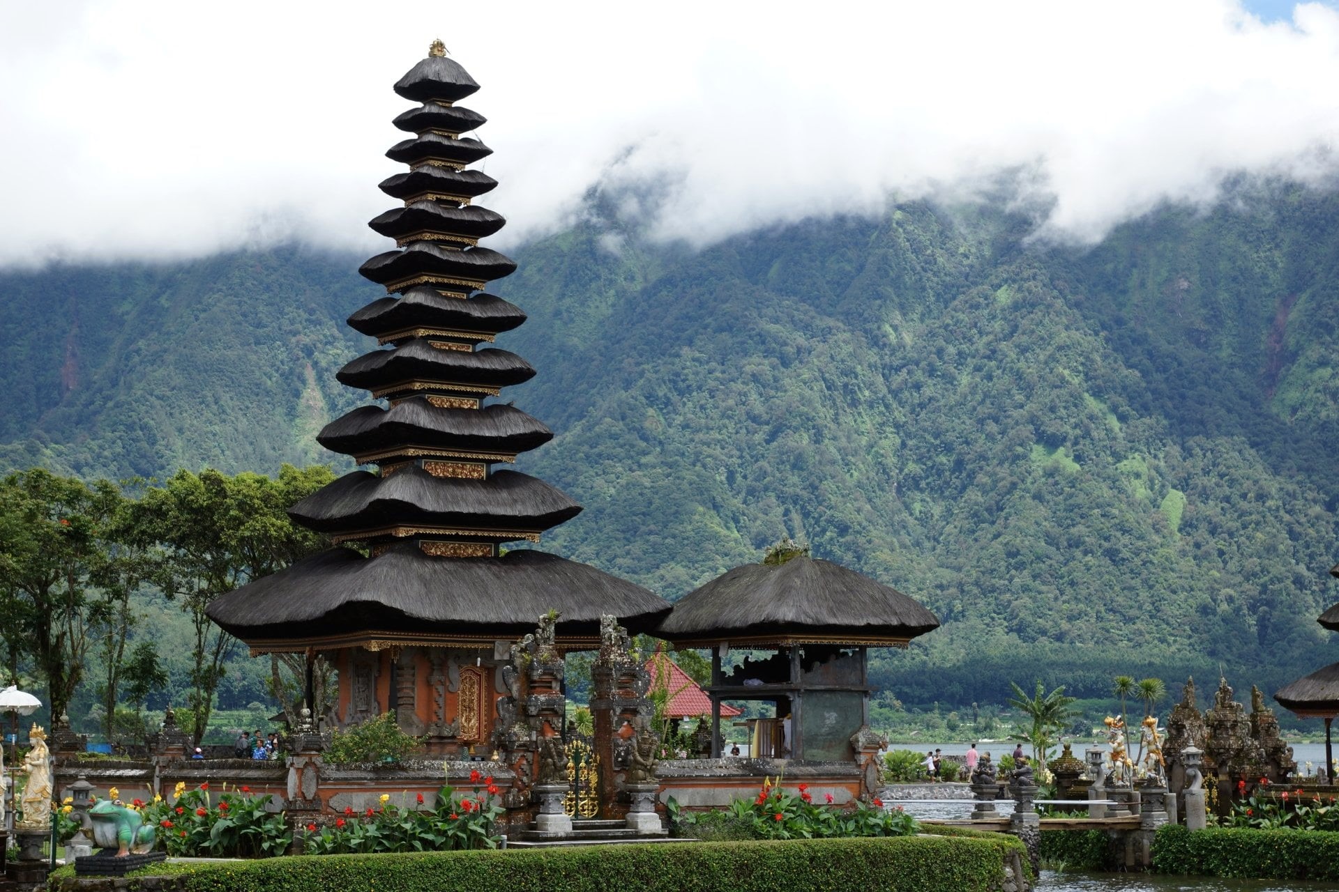 building exterior, built structure, day, outdoors, place of worship, tranquility, building, religion, mountain, spirituality, nature, Indonesia, tranquil scene, HD Wallpaper