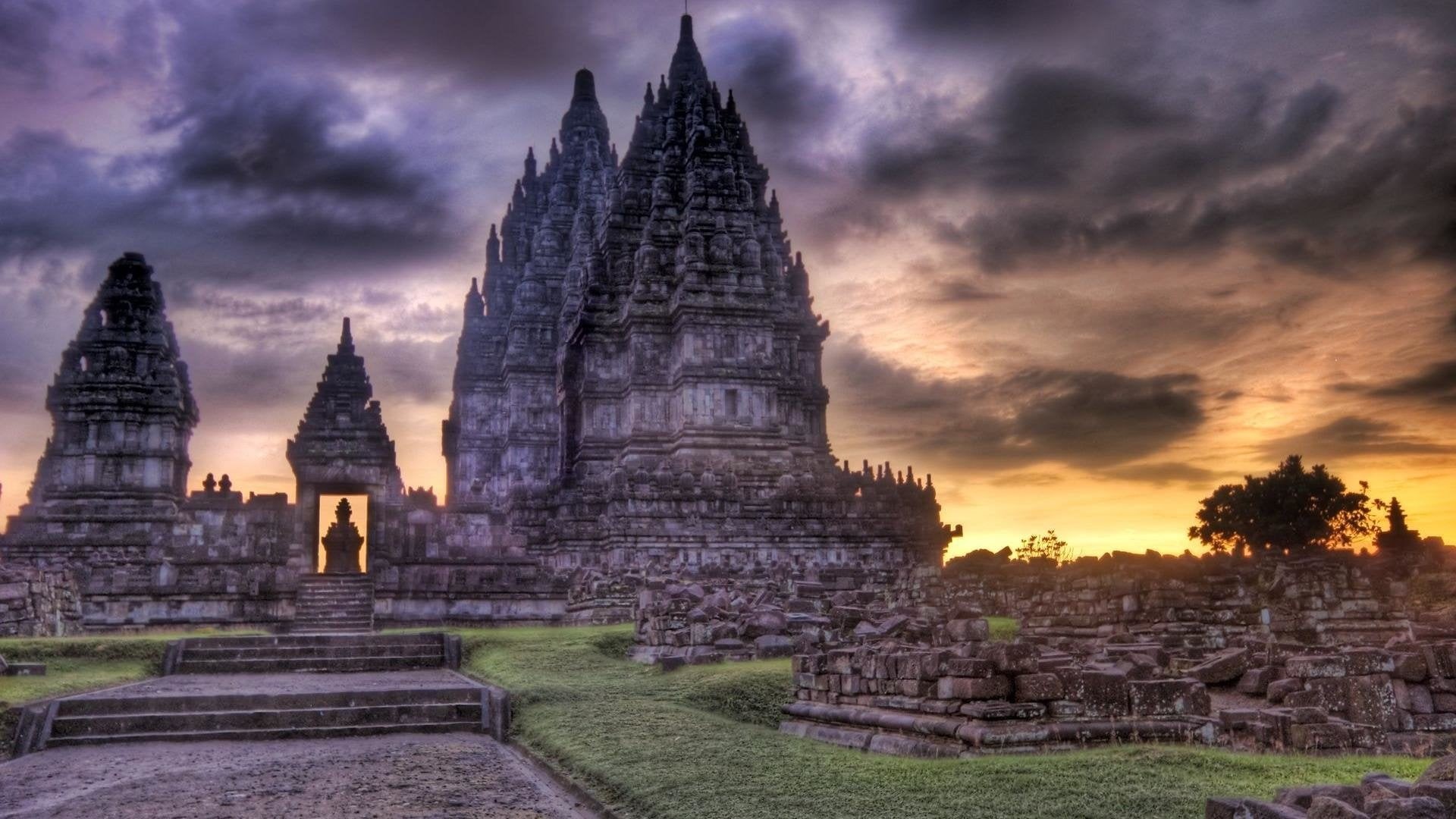 1080P, history, Hindu, old, ancient civilization, sky, travel destinations, archaeology, belief, ruined, nature, Temple, outdoors, gray, building, building exterior, HD Wallpaper