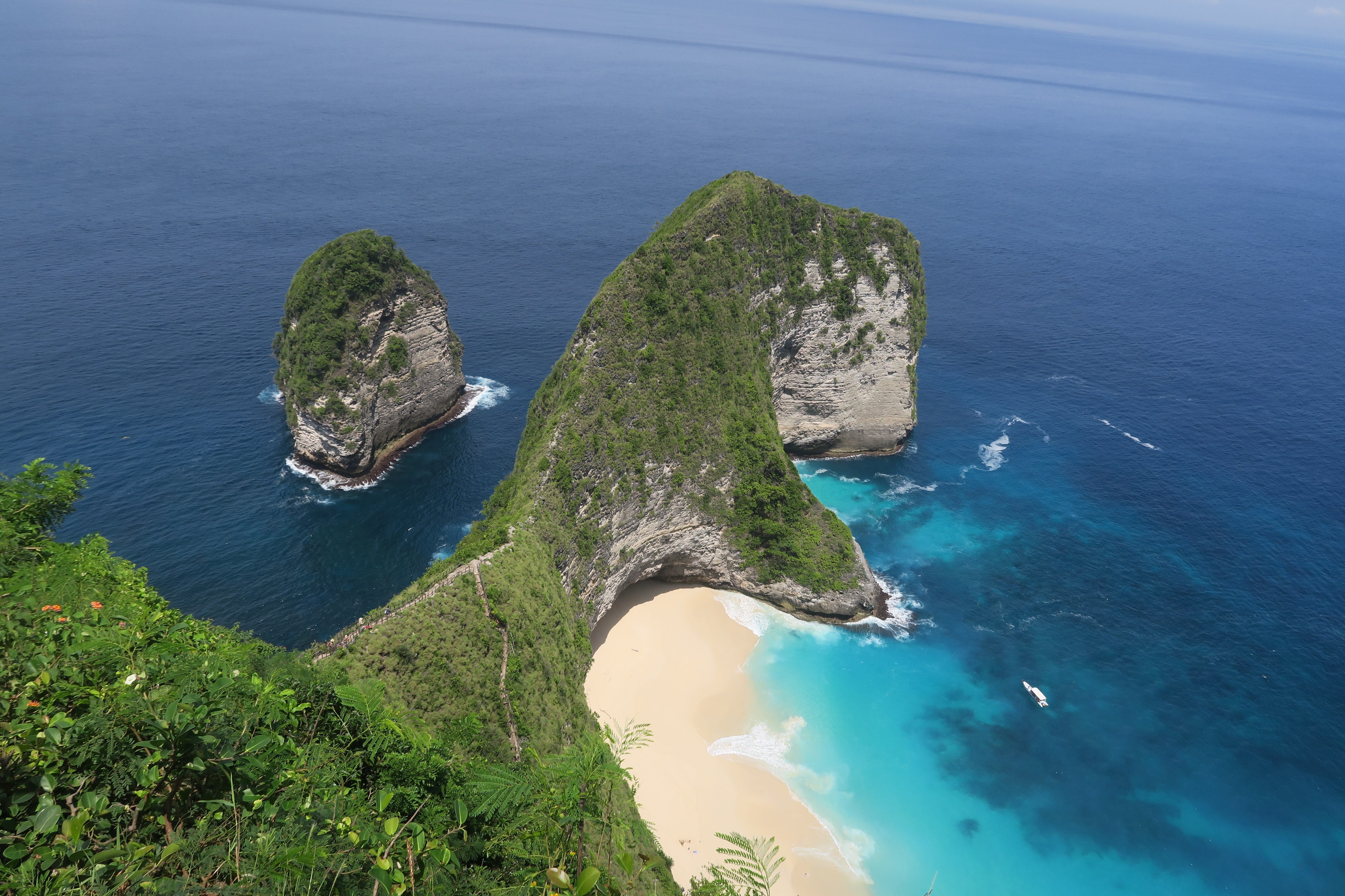 nusa penida, beach, nature, beauty in nature, rock, rock formation, rocky coastline, high angle view, no people, outdoors, blue, bali, 5K, rock - object, HD Wallpaper