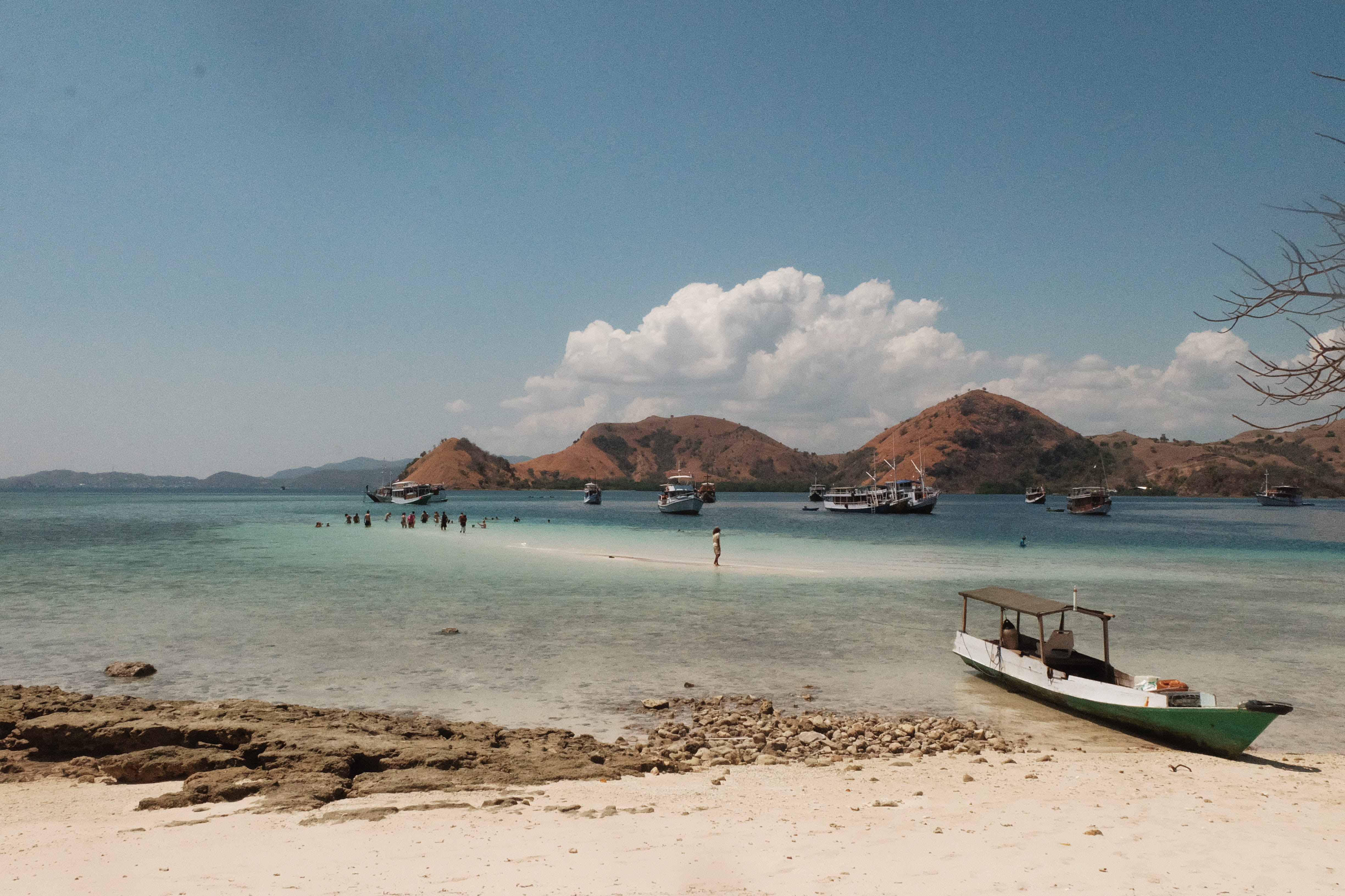 flores, cloud - sky, day, mountain, beach, transportation, tranquility, indonesia, beauty in nature, komodo, sand, scenics - nature, nature, sailboat, nautical vessel, HD Wallpaper