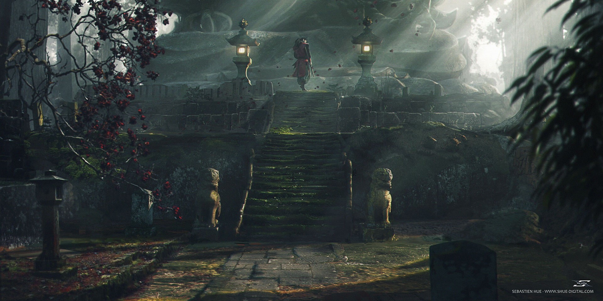 video game art, Ghost of Tsushima, fan art, Sebastien Hue, samurai, 1080P, HD Wallpaper