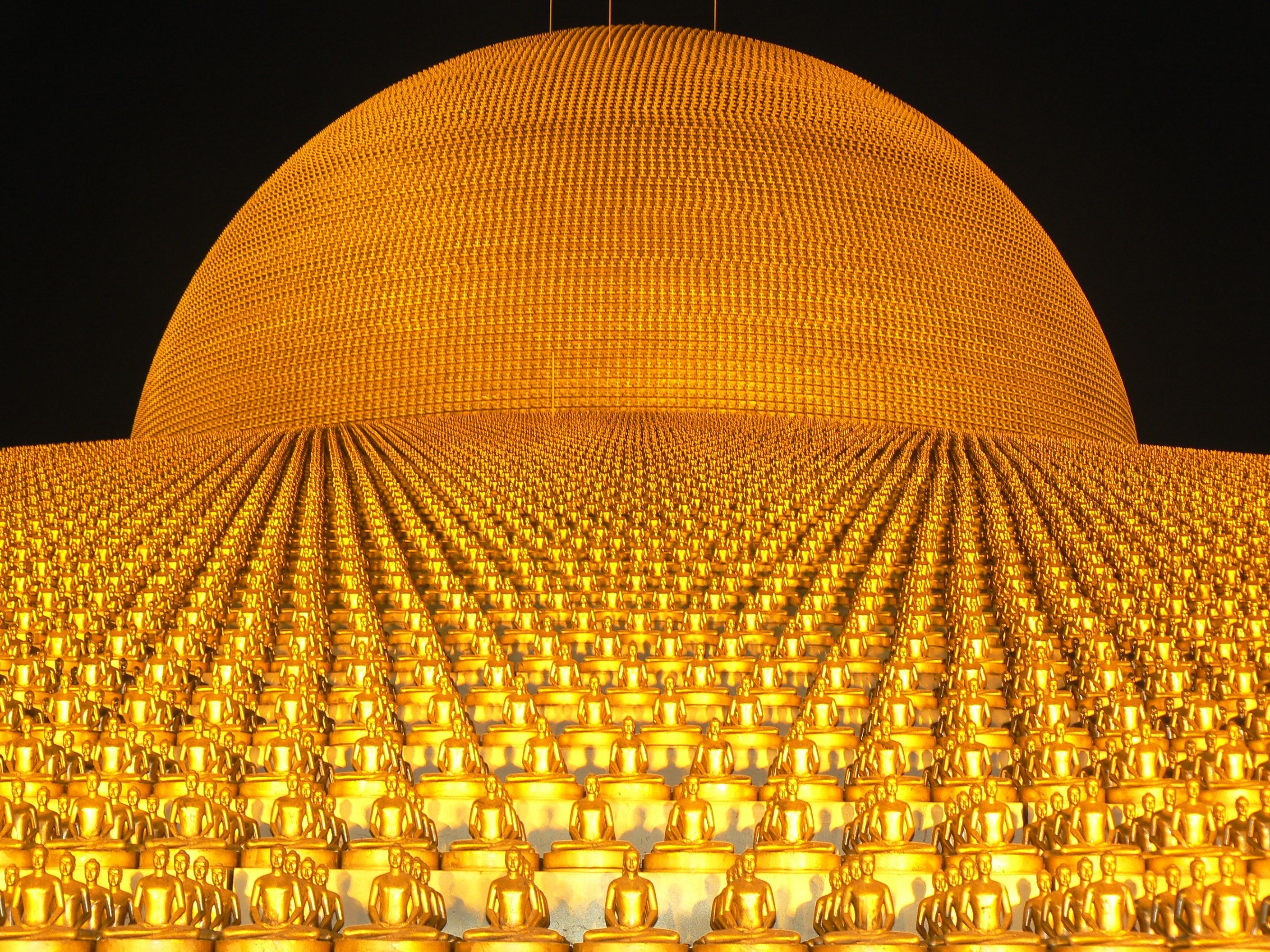 million, low angle view, phra dhammakaya, temple, thailand, more than, luxury, monument, religion, spirituality, illuminated, ornate, wat, building, dhammakaya movement, HD Wallpaper