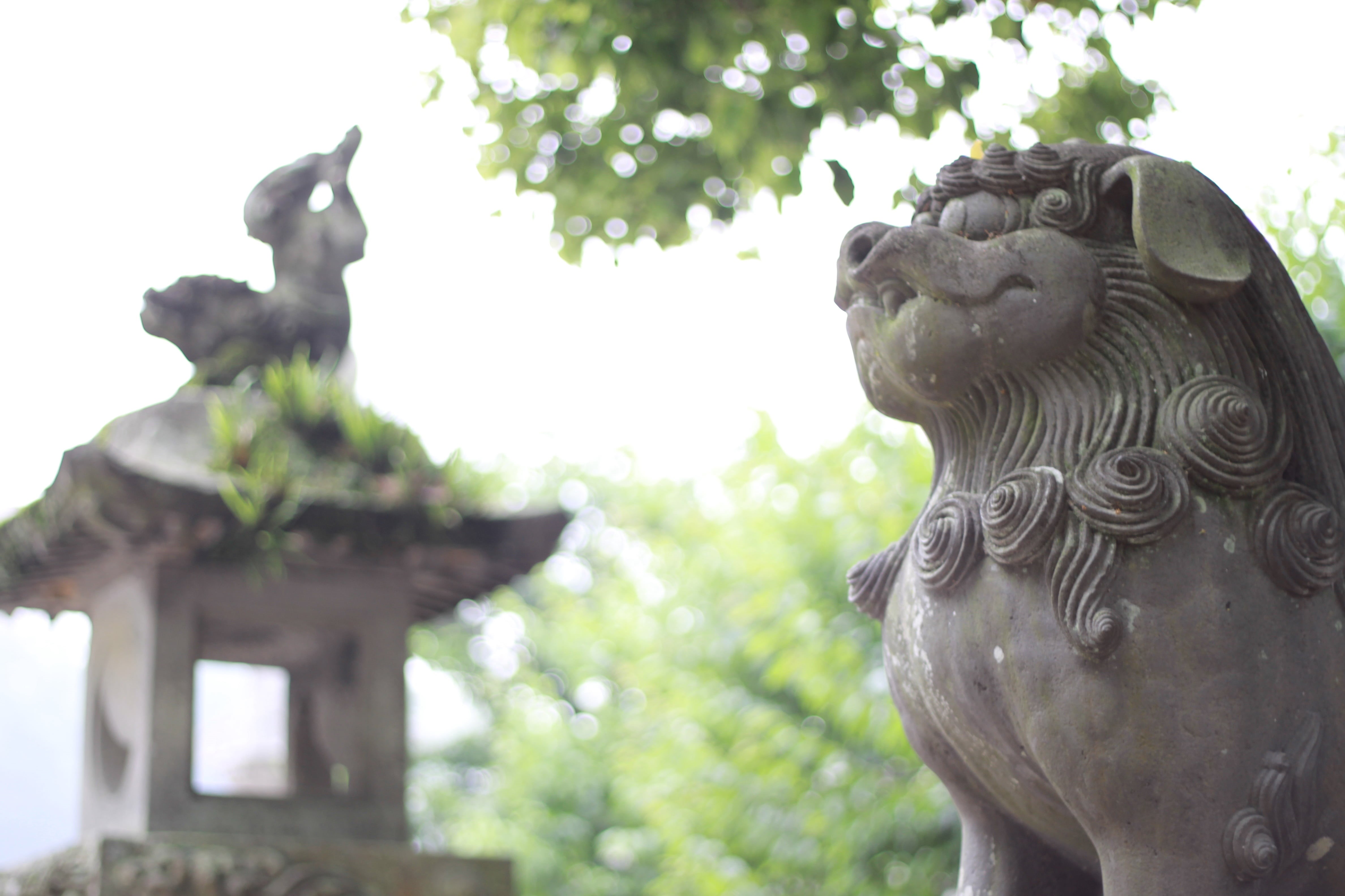 art and craft, outdoors, dazaifu, creativity, close-up, religion, sculpture, belief, built structure, guardian lion-dog at shinto shrine, history, ornate, HD Wallpaper