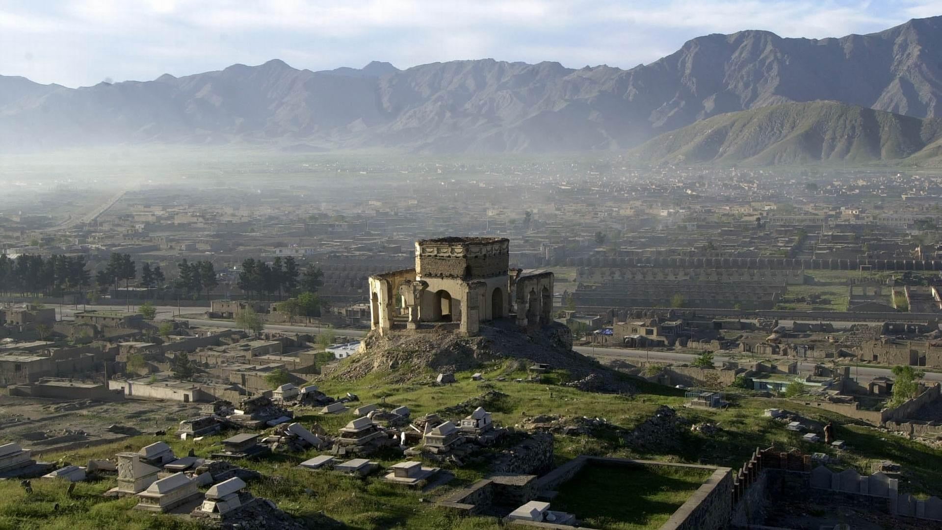no people, ruin, mohammed nadir shah mausoleum, ancient history, the past, architecture, mountain range, ruined, ancient, outdoors, history, sky, historical, HD Wallpaper