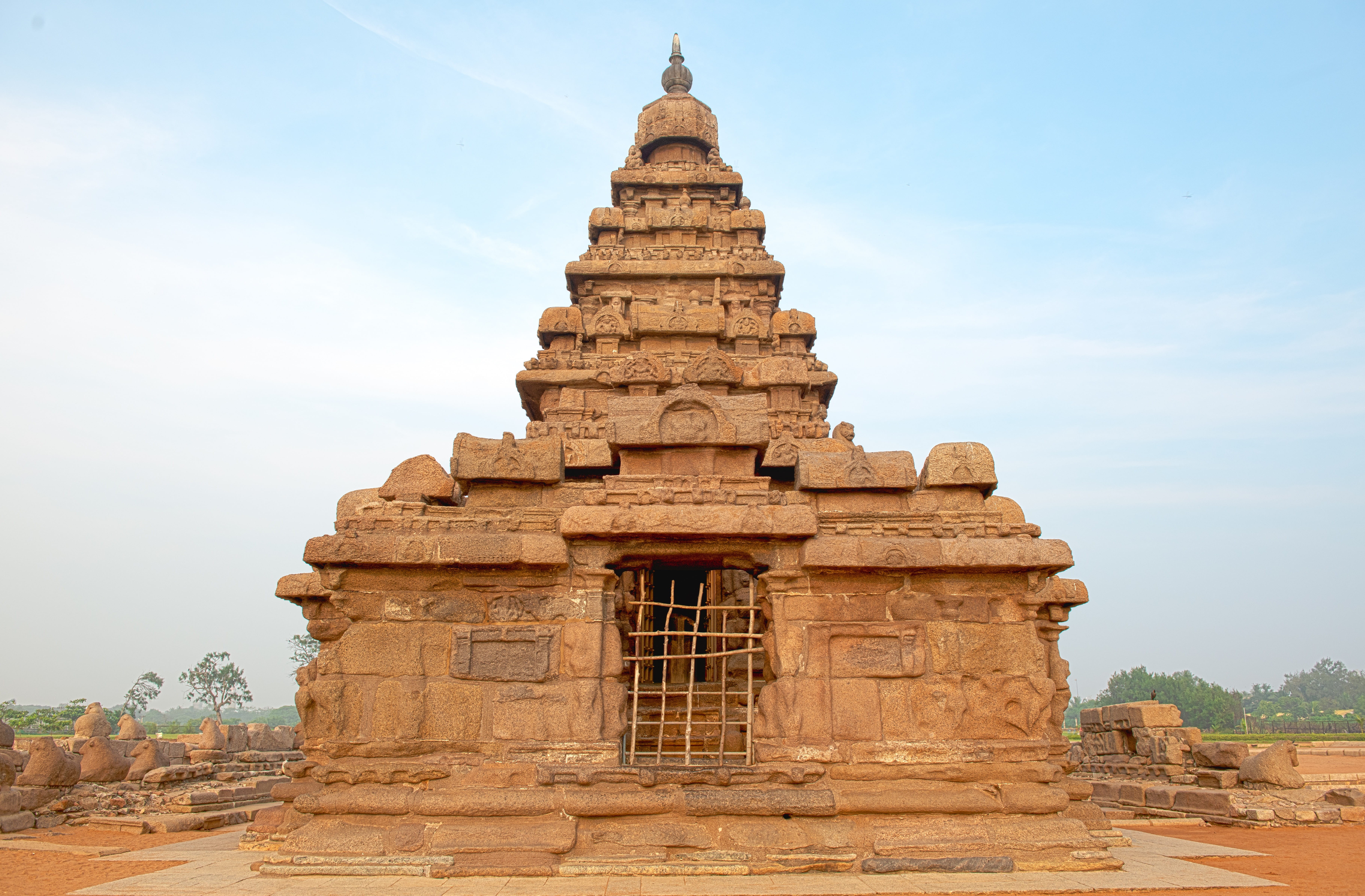 travel destinations, religion, pallava dynasty, royalty, sunrise, tourism, historic, architecture, building exterior, travel, sky, spirituality, outdoor, HD Wallpaper