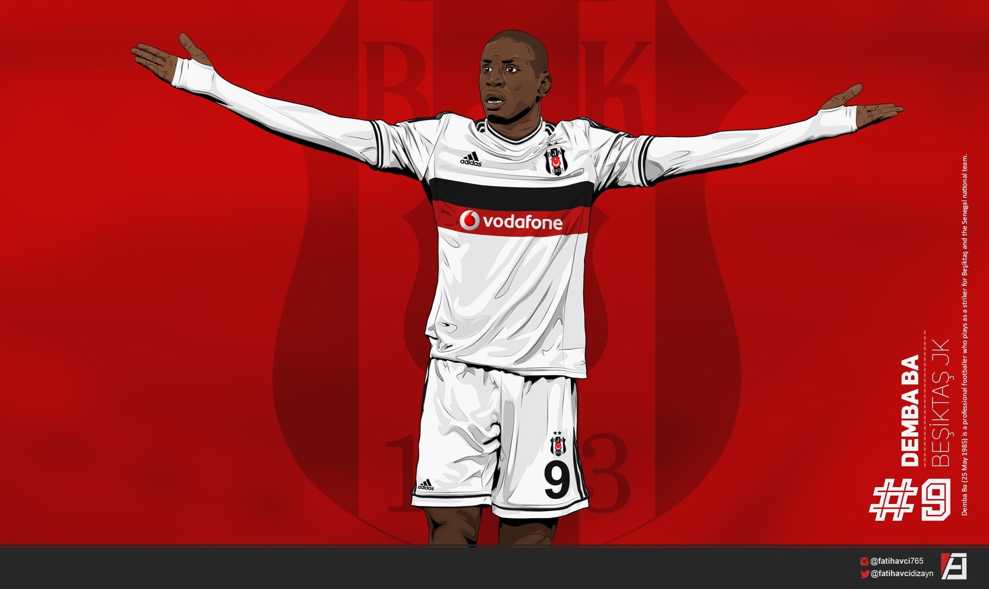 Demba ba, Besiktas J.K., 1080P, HD Wallpaper