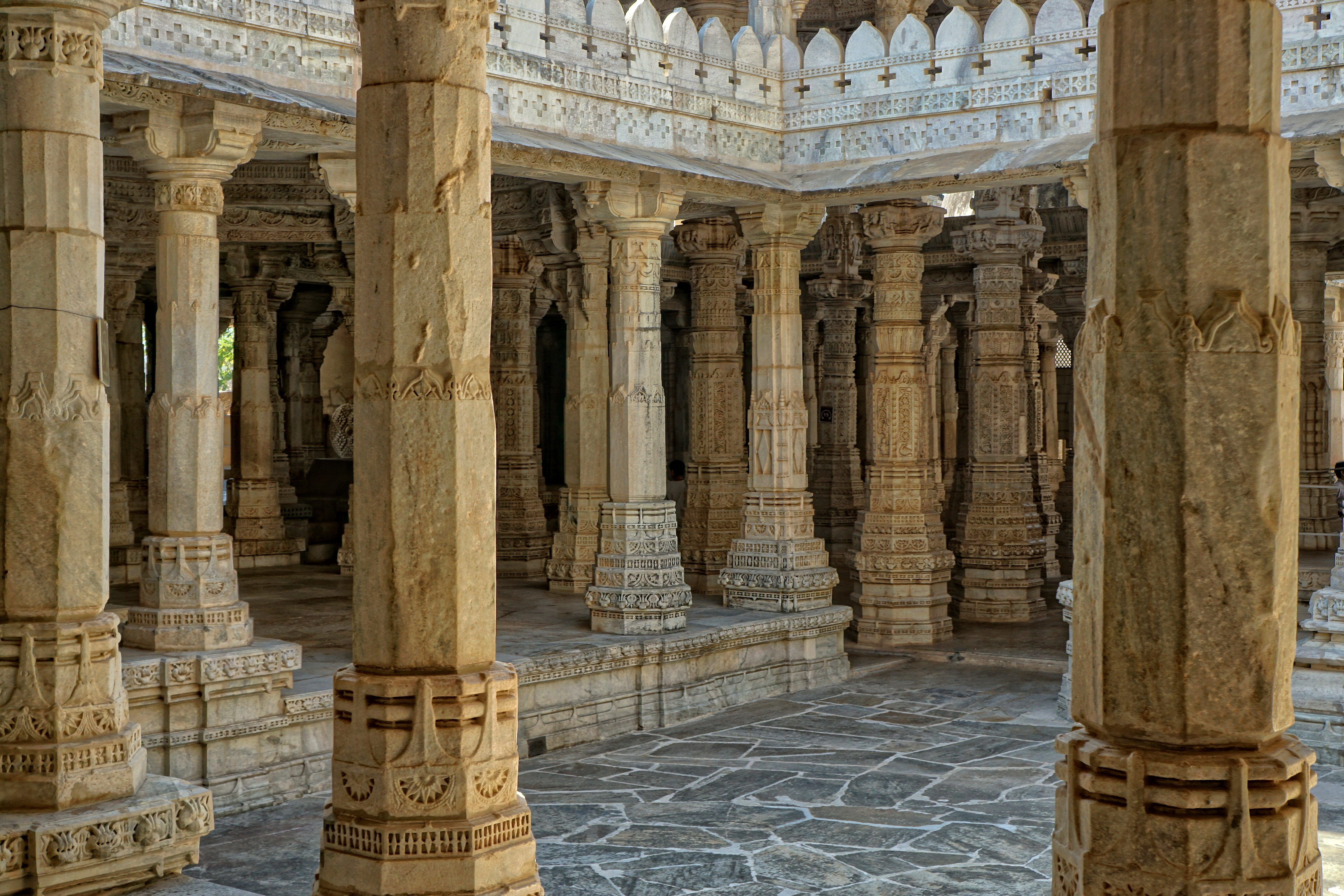 building exterior, religion, temple, architecture, built structure, antiquity, architectural column, no people, archaeology, chaumukkha mandir, ranakpur, HD Wallpaper