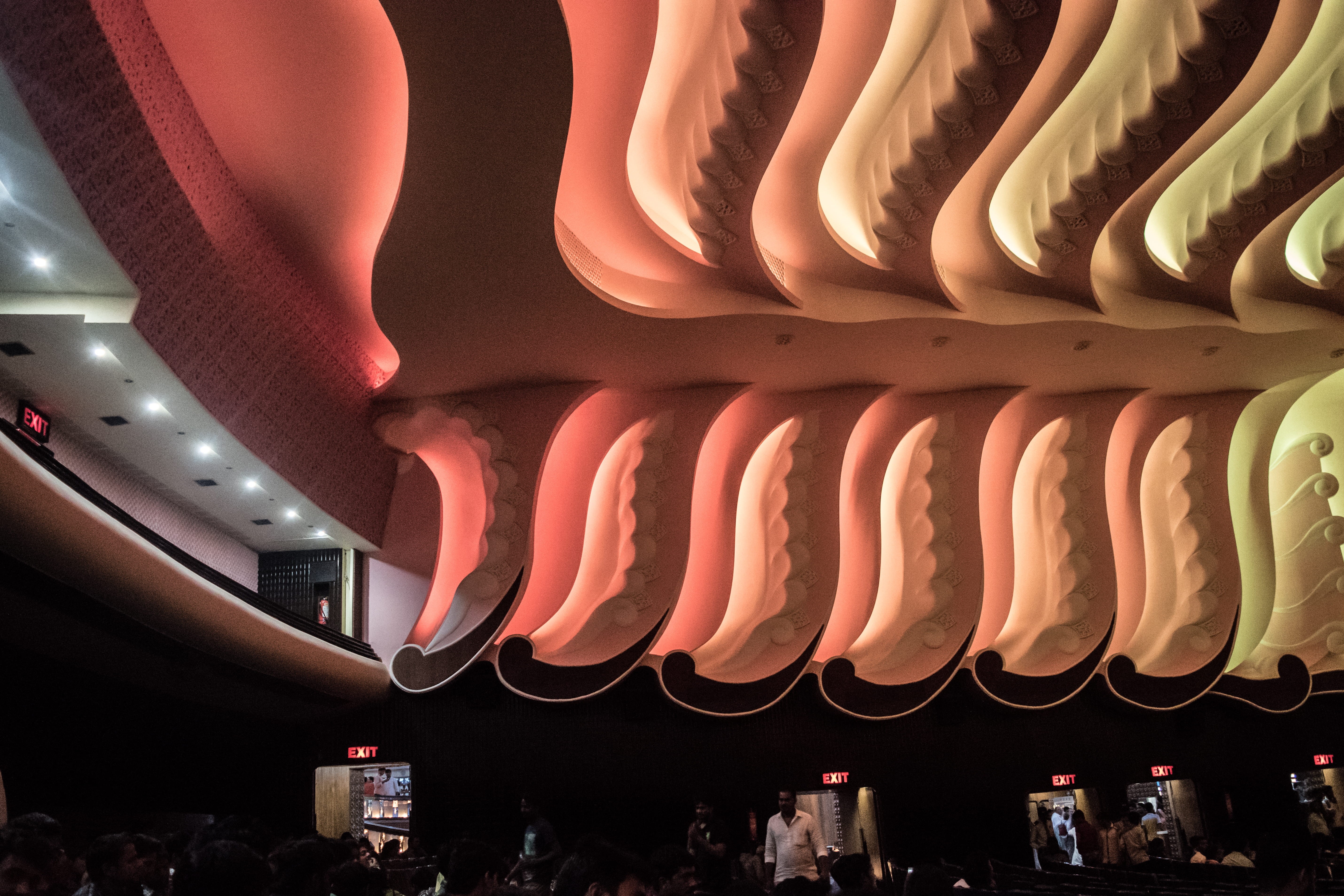inside, rajasthan, in a row, illuminated, choice, for sale, 5K, large group of objects, ceiling, side by side, multi colored, architecture, raj mandir cinema, HD Wallpaper