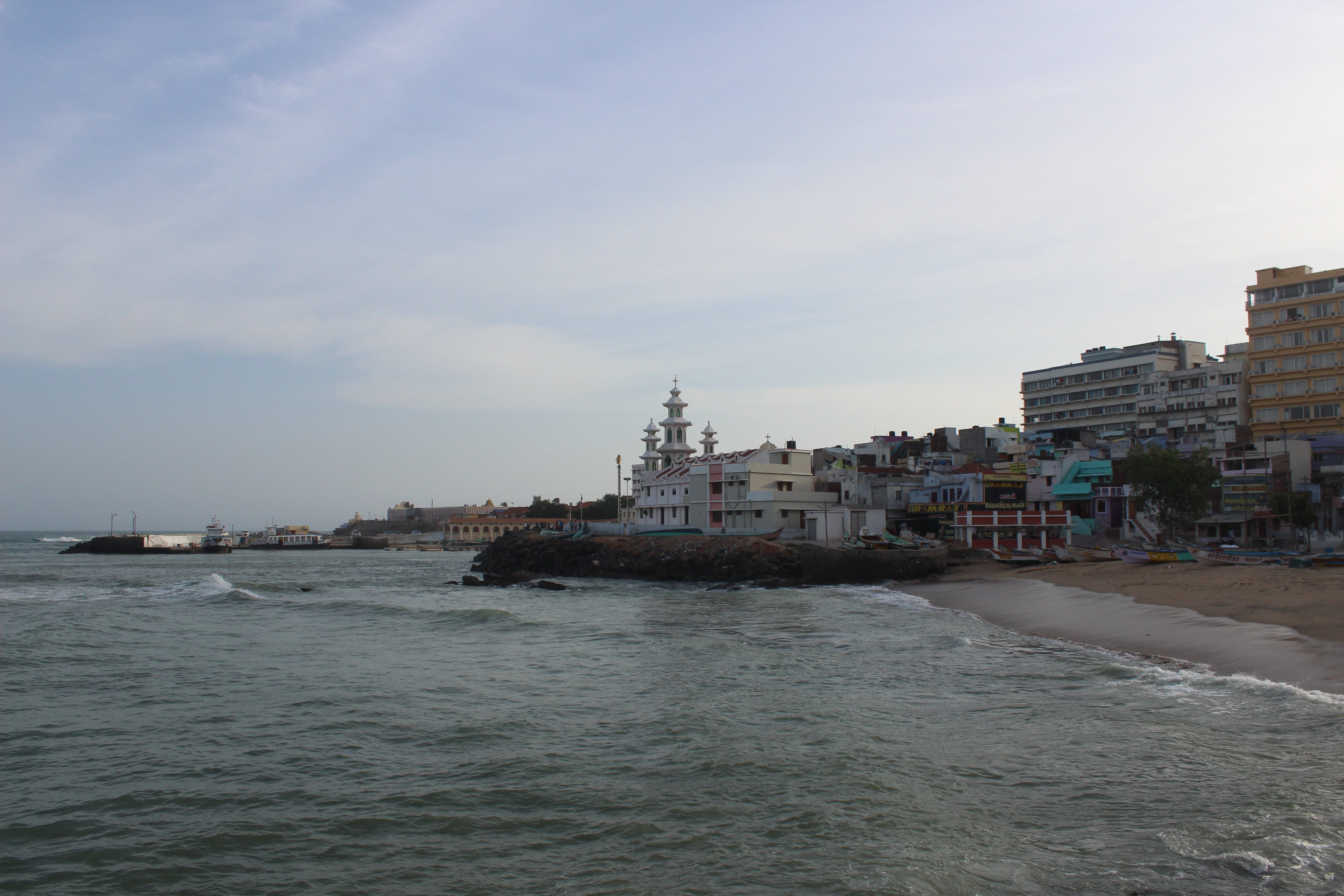 passenger craft, india, south india, residential district, land, landscape, cityscape, church, built structure, waterfront, transportation, day, outdoors, HD Wallpaper
