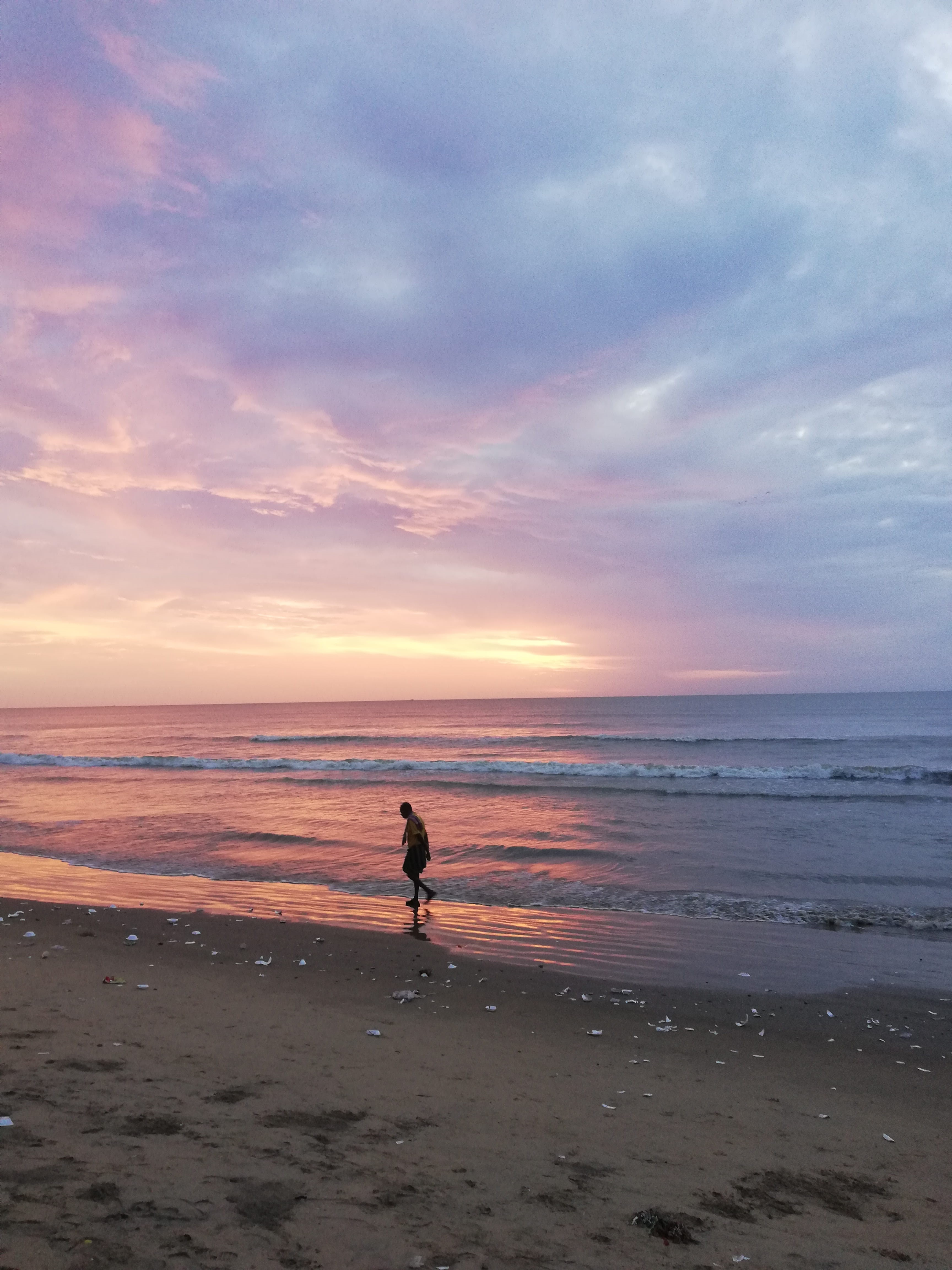 beach, horizon, scenics - nature, horizon over water, outdoors, real people, beauty in nature, cloud - sky, chennai, water, idyllic, full length, sunset, Phone HD Wallpaper
