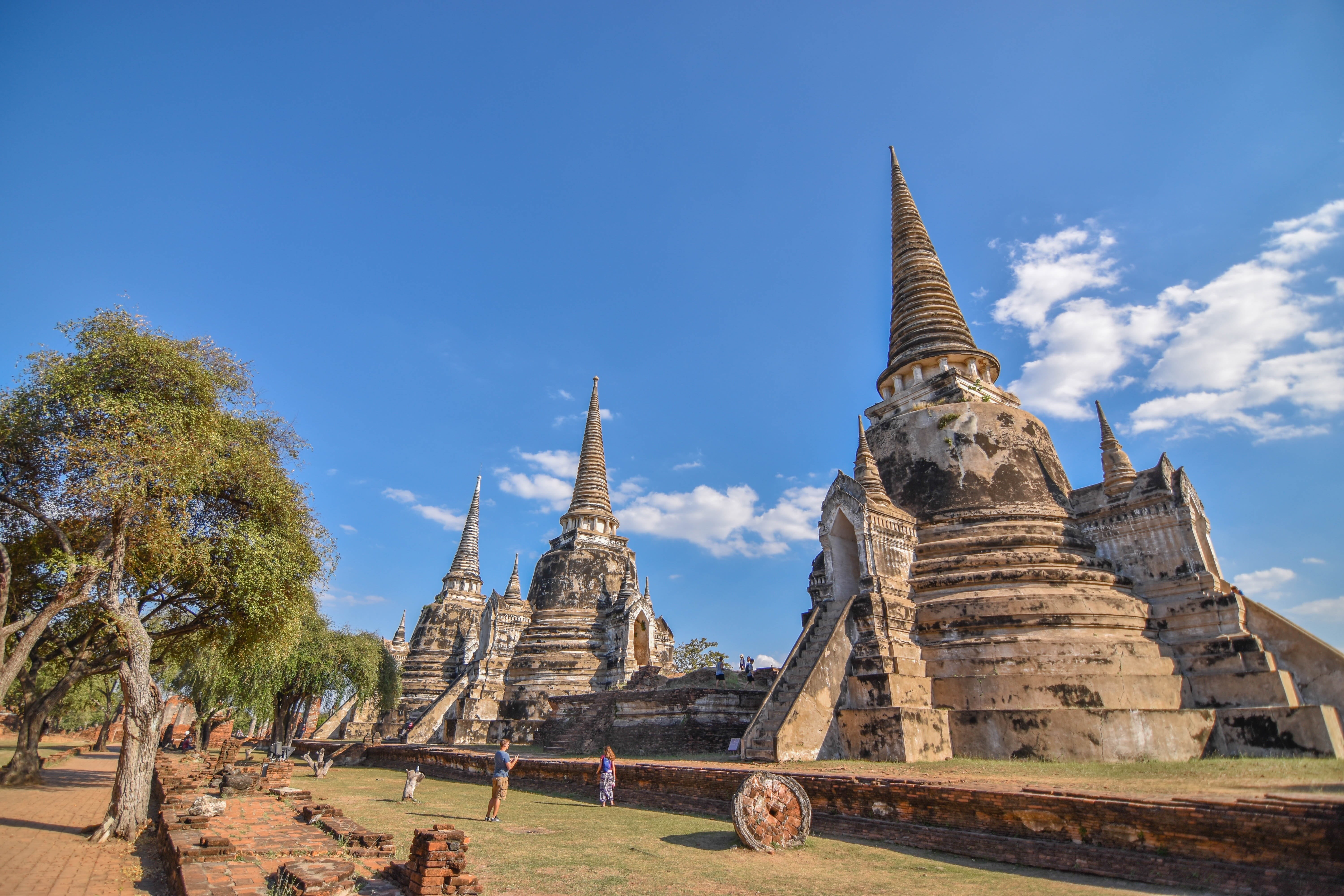 belief, sky, nature, religion, buildings, ancient siam, archaeology, old city, spirituality, building, 5K, ayutthaya historical park, spire, faith, architecture, HD Wallpaper