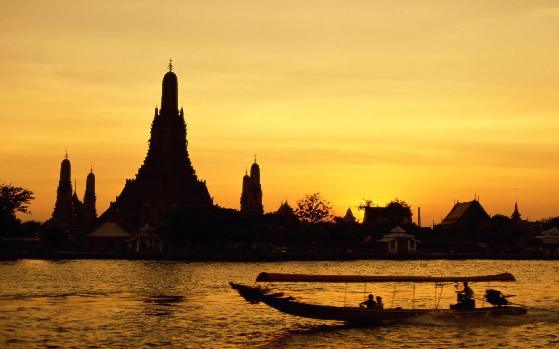 kahasa, 1080P, temple, silhouette, boat, church, arun, kuhleeting123, photography, thail, mistral, aviskey, wat, bangkok, across, nature and landscapes, HD Wallpaper