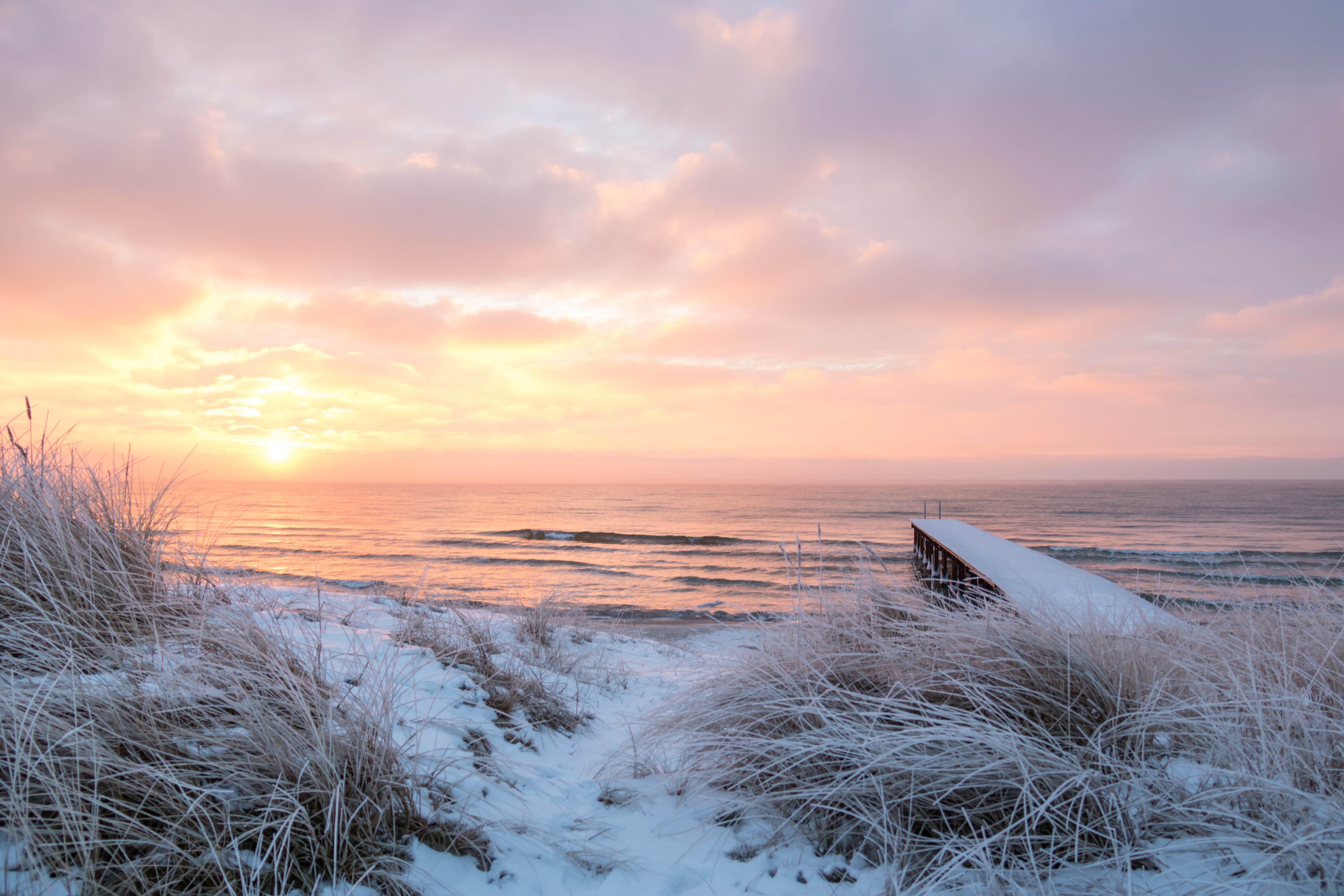 f/3.5, mm, scenics, sky, ef, covered, state, vinter, landscape, 760d, model, sea, iso_speed, Sunrise, cold - Temperature, cold, dusk, sunset, 5K, body of water, HD Wallpaper