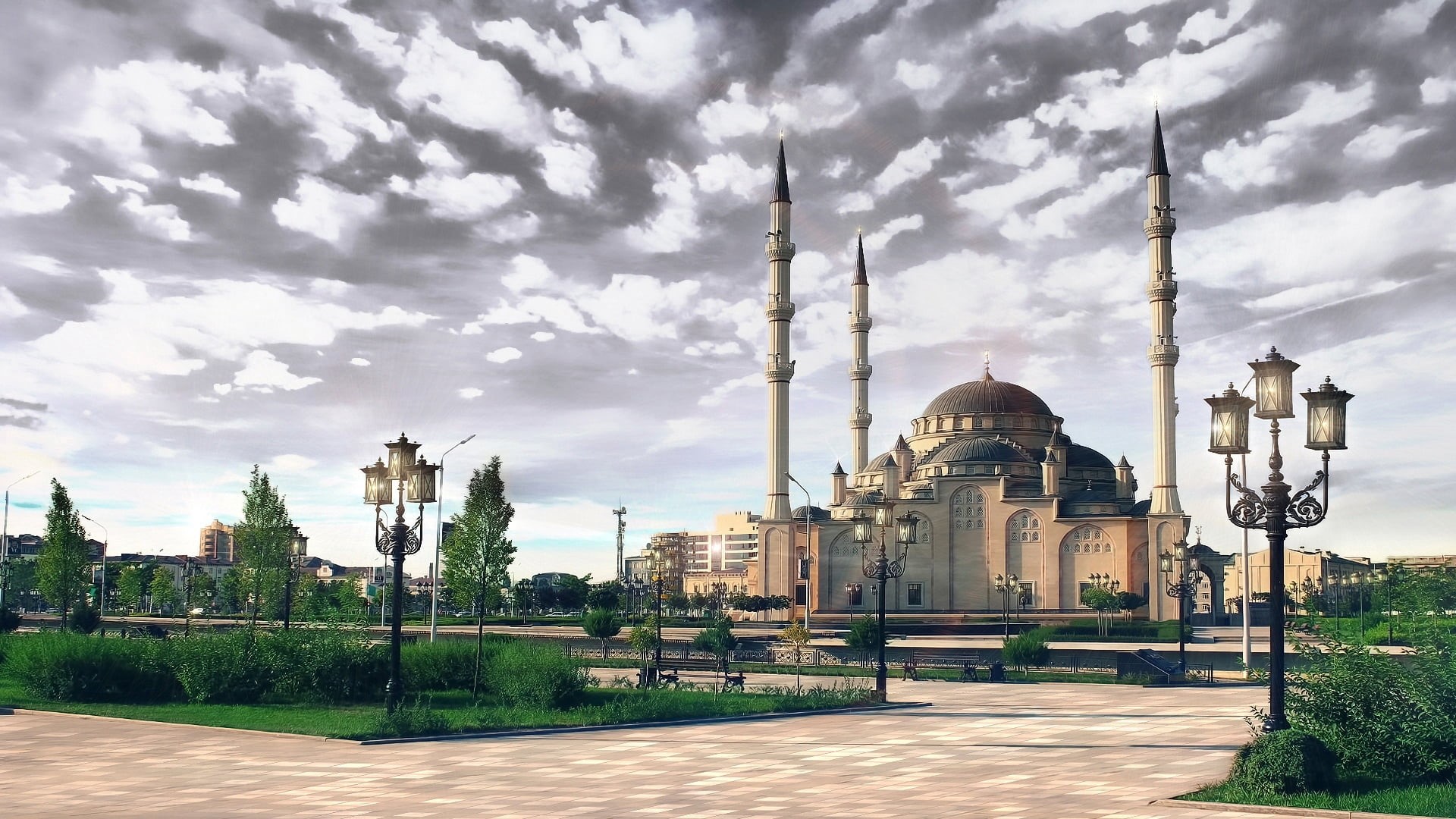 belief, blue, tower, building, istanbul, spire, summer, city, cultures, turkish Culture, history, travel, place of worship, white, chechnya, spirituality, HD Wallpaper