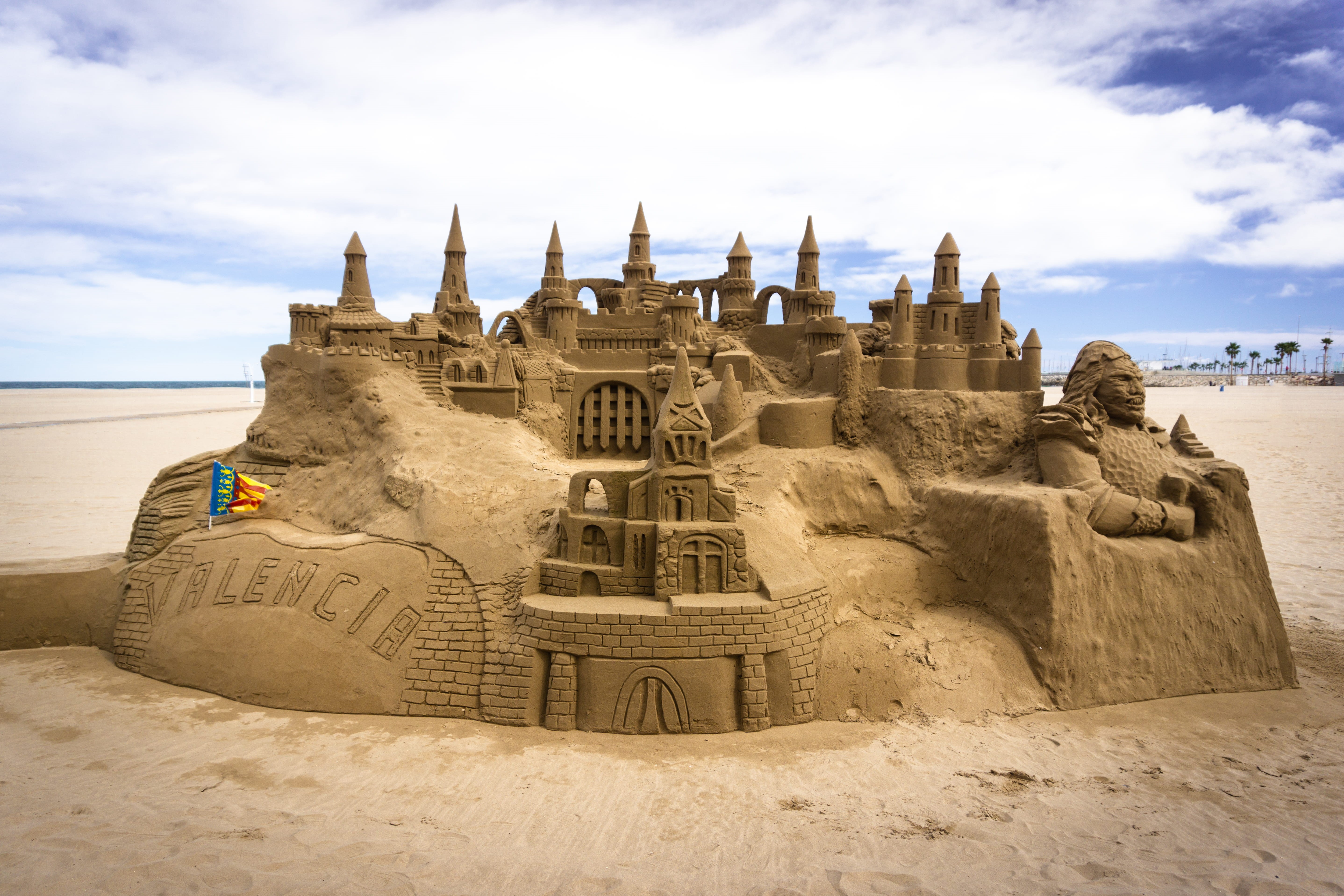 art and craft, sandcastle, water, human, architecture, sculpture, housing, day, castle, archaeology, art, sky, cloud - sky, travel destinations, no people, HD Wallpaper