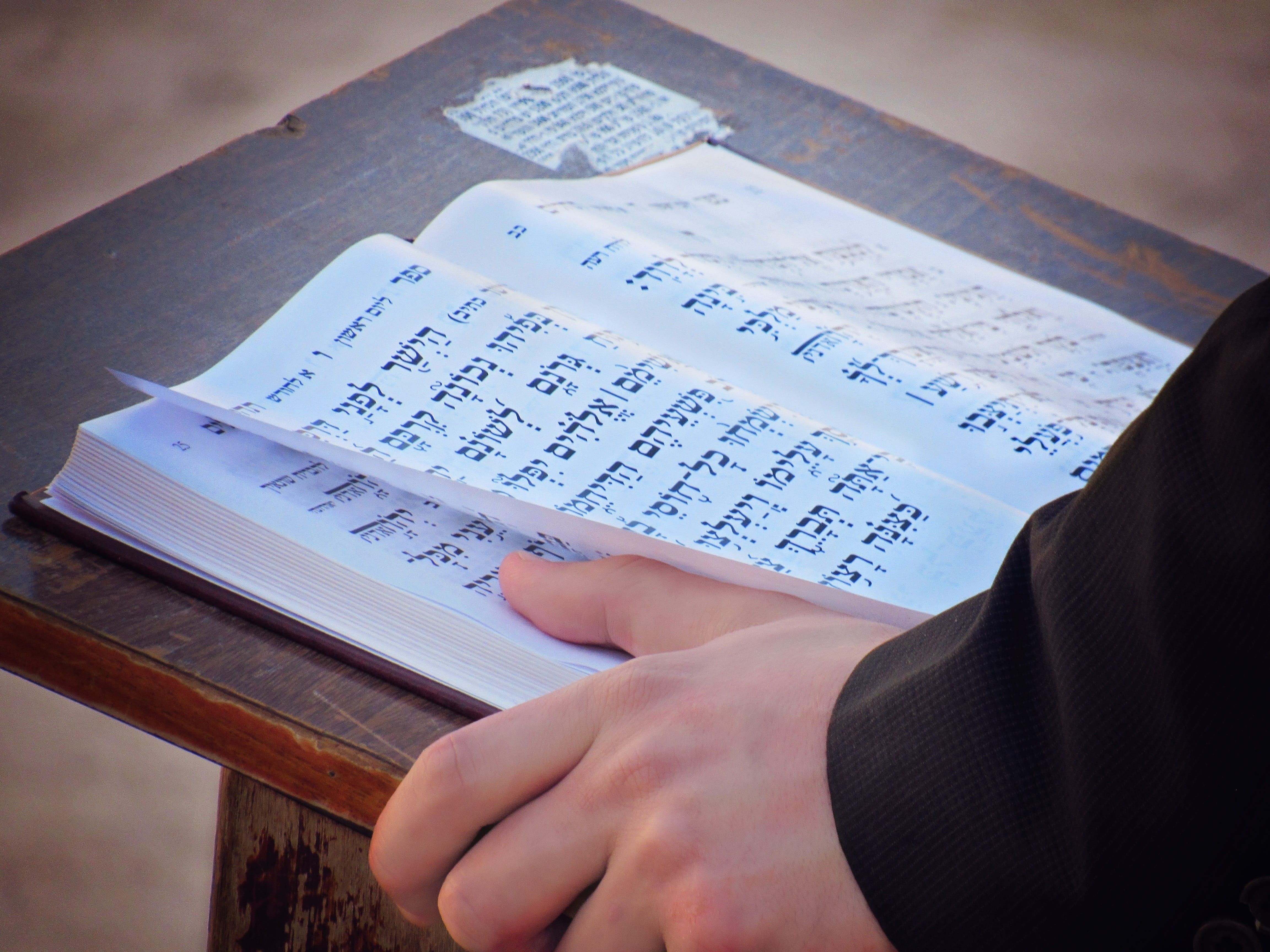 translations, preach, wall, sheet music, finger, religious, study, publication, spirituality, high angle view, israel, hebrew, reading, belief, church, HD Wallpaper