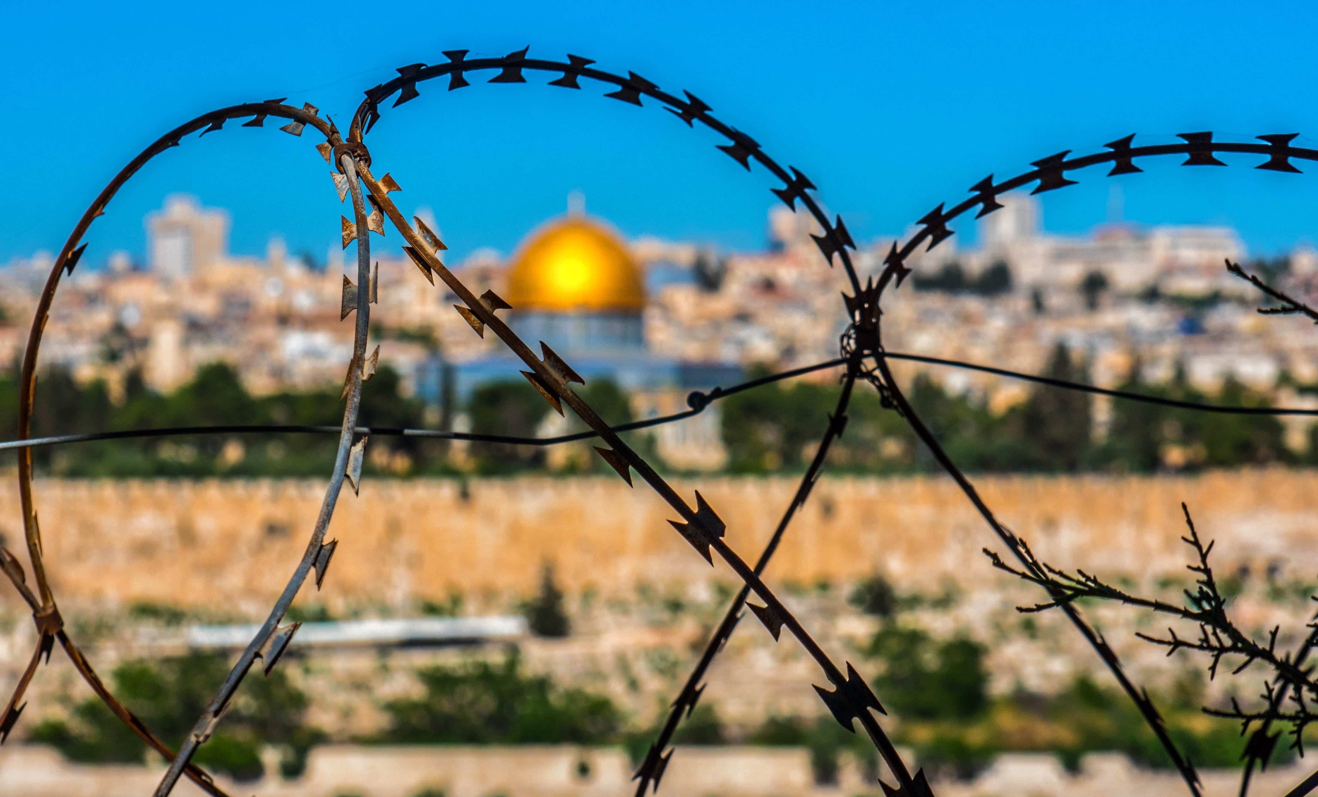barrier, barbed wire, safety, day, cityscape, jerusalem, wire, razor wire, nature, close-up, barb, protection, built structure, wire mesh, metal, prison, HD Wallpaper