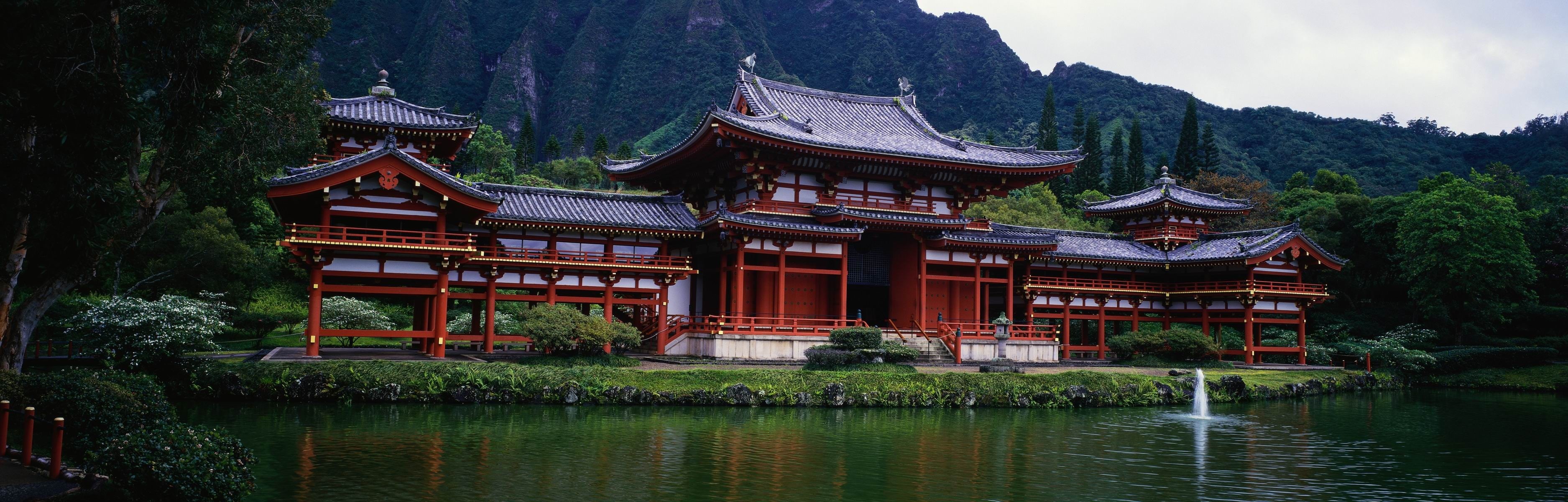 2K, Hawaii, landscape, architecture, Byodo-In Temple, river, HD Wallpaper
