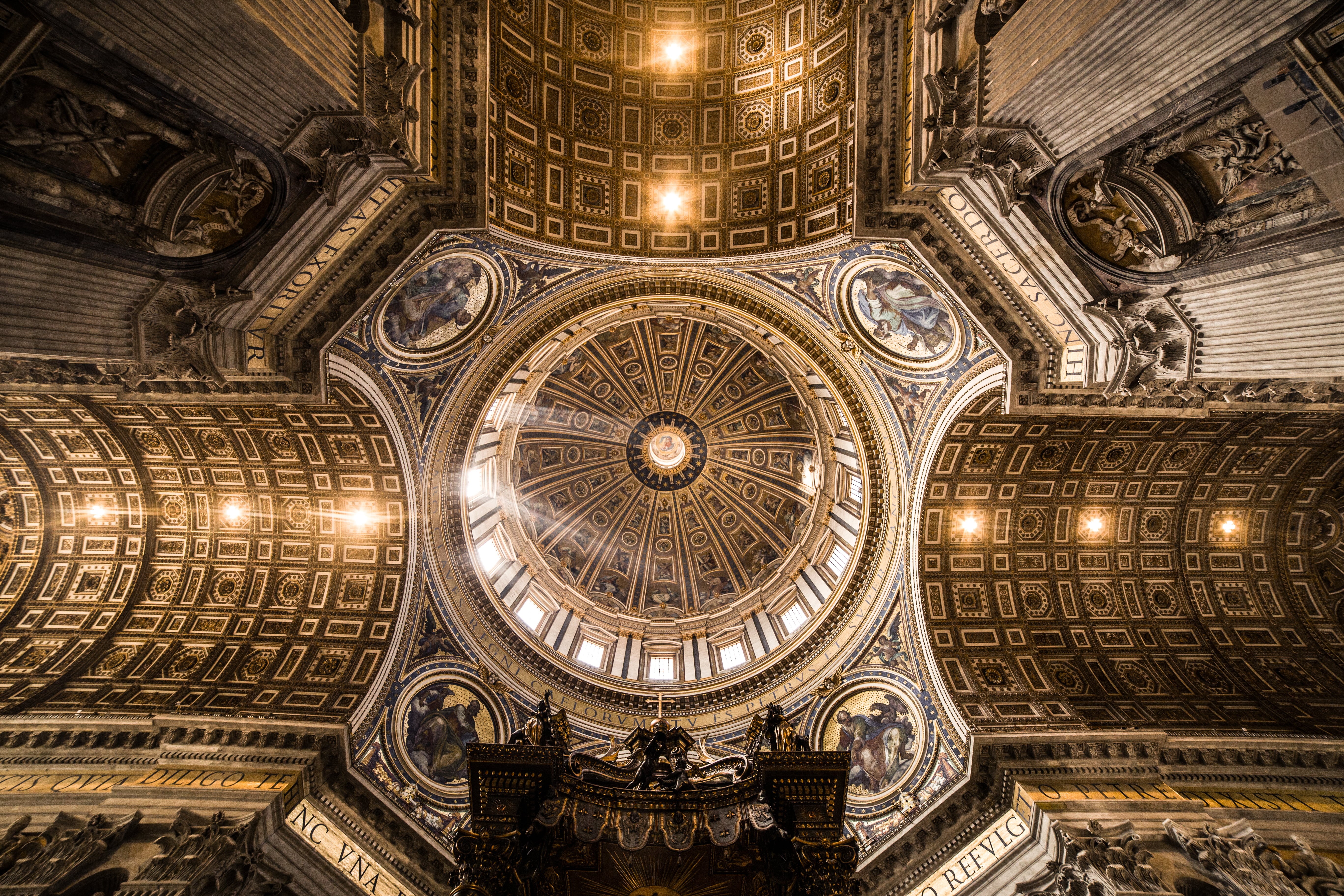 ceiling, culture, art and craft, classic, religion, architecture, inside, church, cupola, indoors, built structure, directly below, lighting equipment, HD Wallpaper