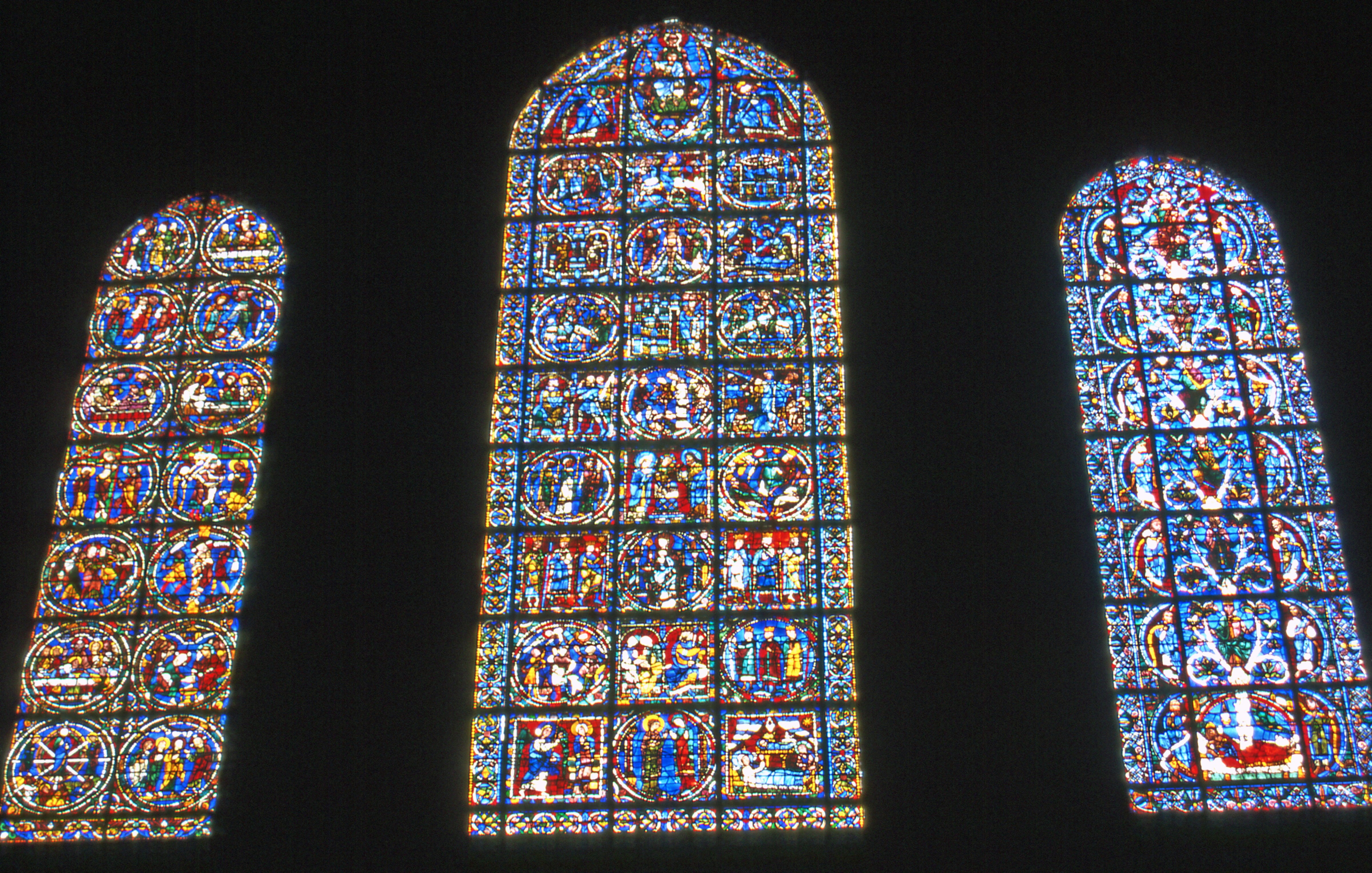 low angle view, glass, pattern, spirituality, window, indoors, france, catholic, cathedral, multi colored, creativity, religion, architecture, stained-glass, HD Wallpaper