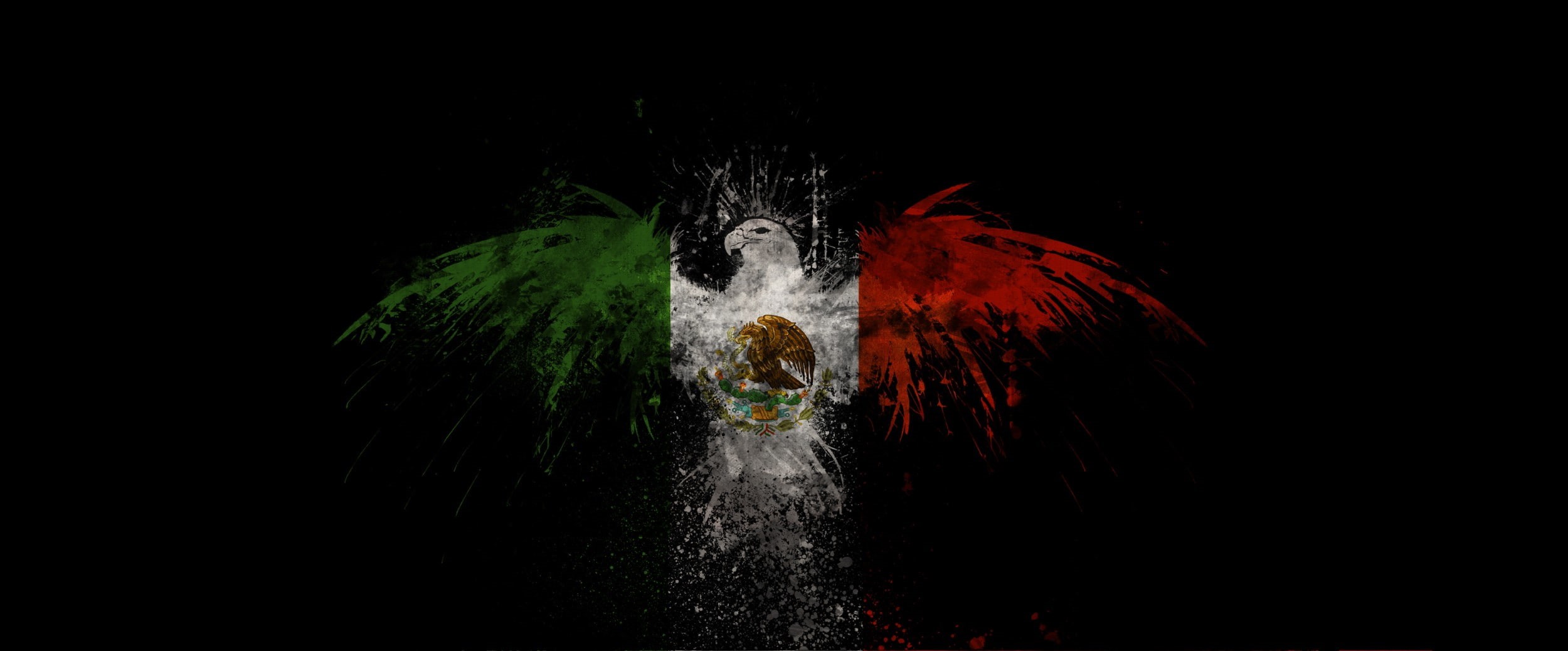 black color, night, Mexico, copy space, flag, green, red, studio shot, white, group of people, eagle, people, indoors, nature, black background, digital art, HD Wallpaper