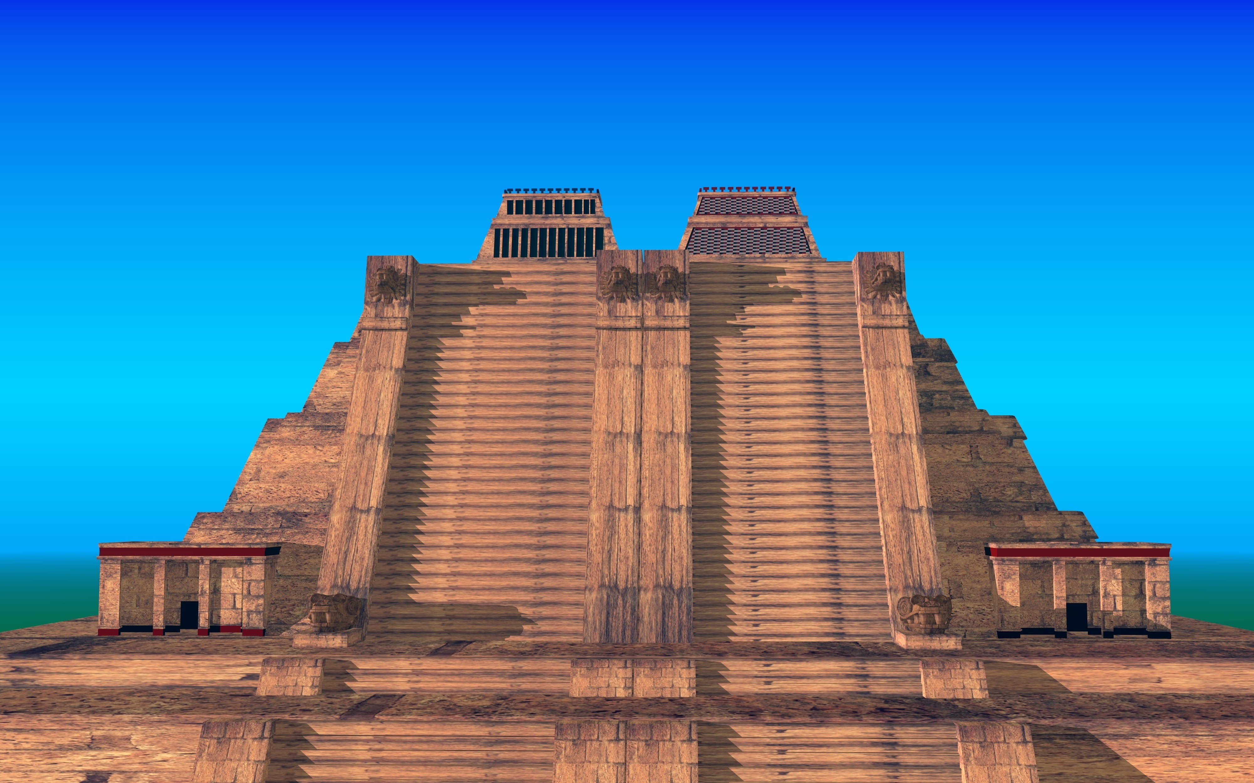 building exterior, tlaloc, ancient, shrines, pyramids, building, archaeology, pyramid, the past, sun, culture, structure, blue, huitzilopochtli, tenochtitlan, HD Wallpaper