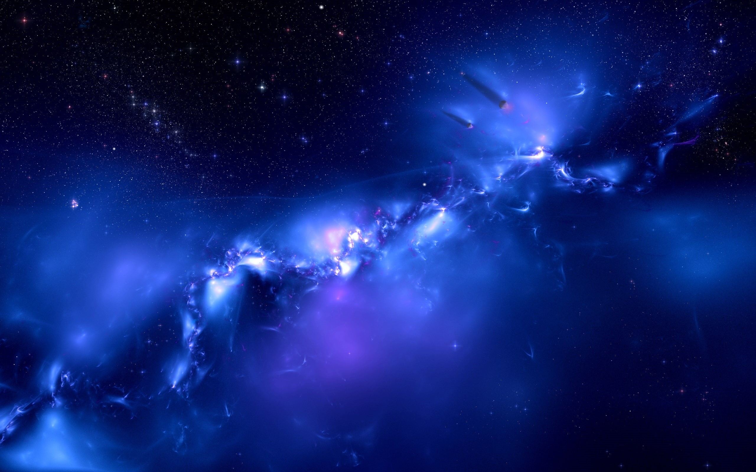 Space, Planets, Galaxy, Distant, Blue, 2K, photo, HD Wallpaper