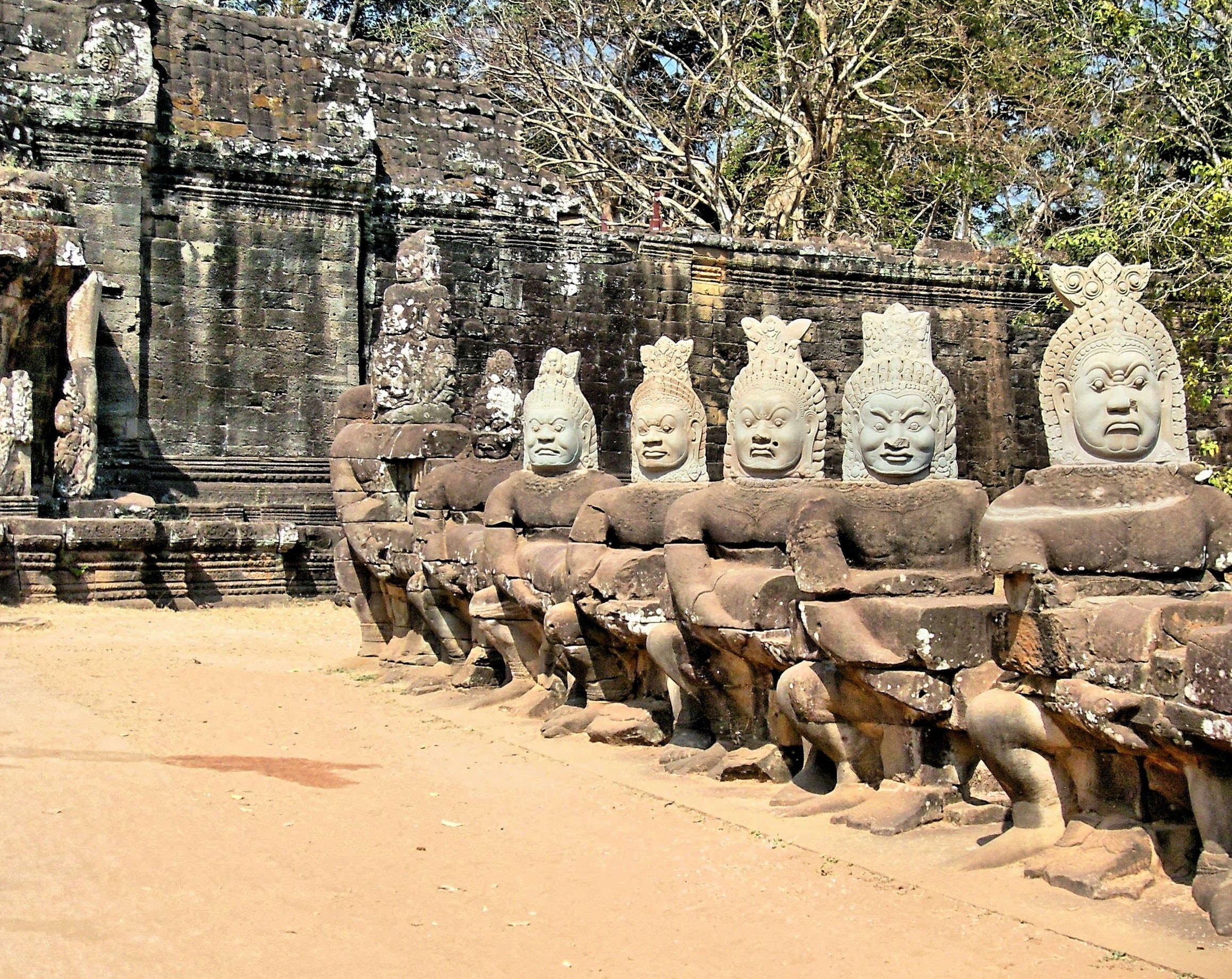 buddha, art and craft, human representation, architecture, spirituality, the Past, cambodia, representation, day, 1080P, travel, guards, craft, famous Place, HD Wallpaper
