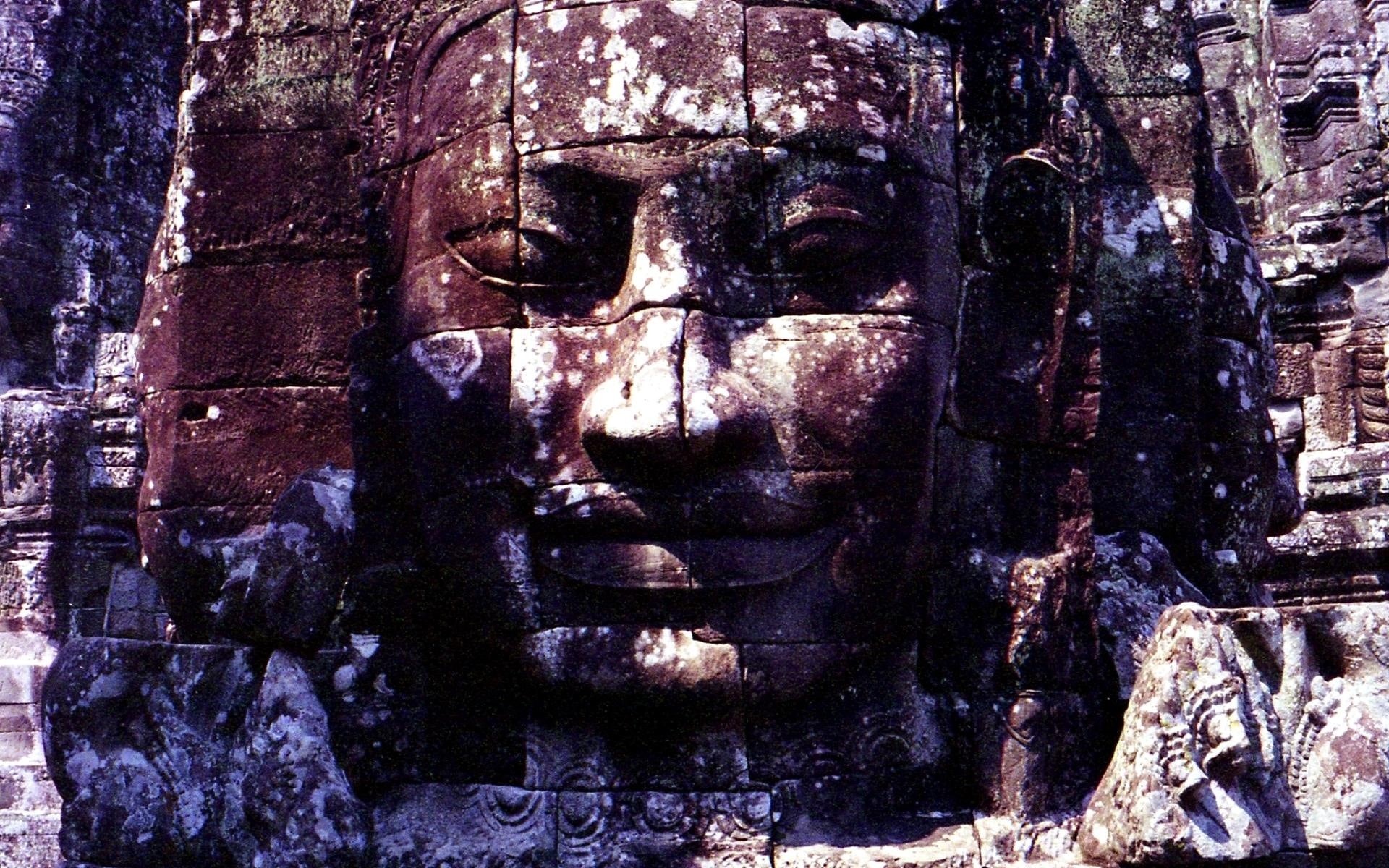 history, bas, widescreen, gorgeous, great, pretty, 1080P, apsaras, stone, human, architecture, bayon, face, nice, picture, gate, relief, HD Wallpaper