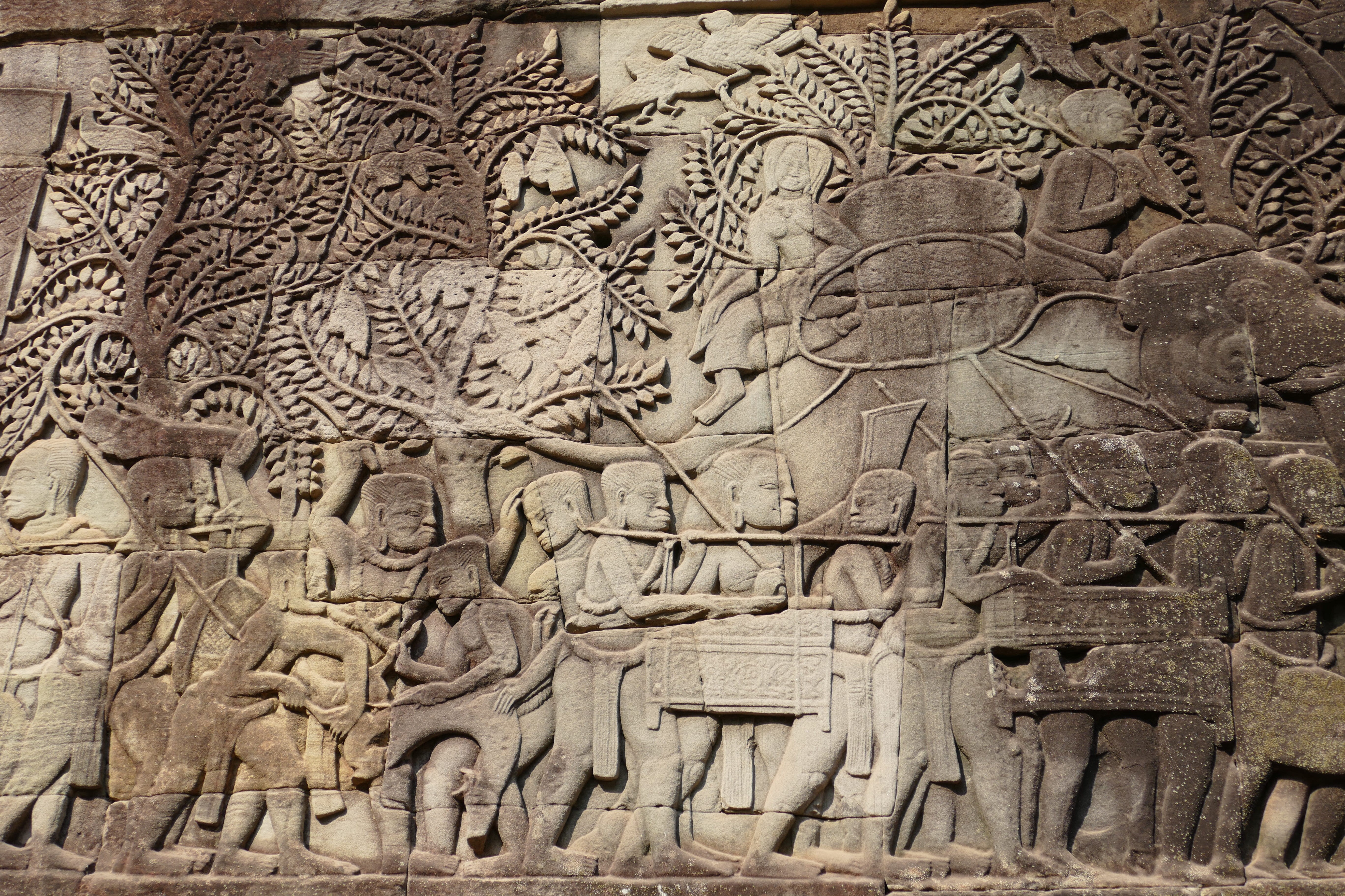 temple complex, building, angkor thom, carving - craft product, monument, history, ancient, no people, spirituality, relief, bas relief, place of worship, HD Wallpaper