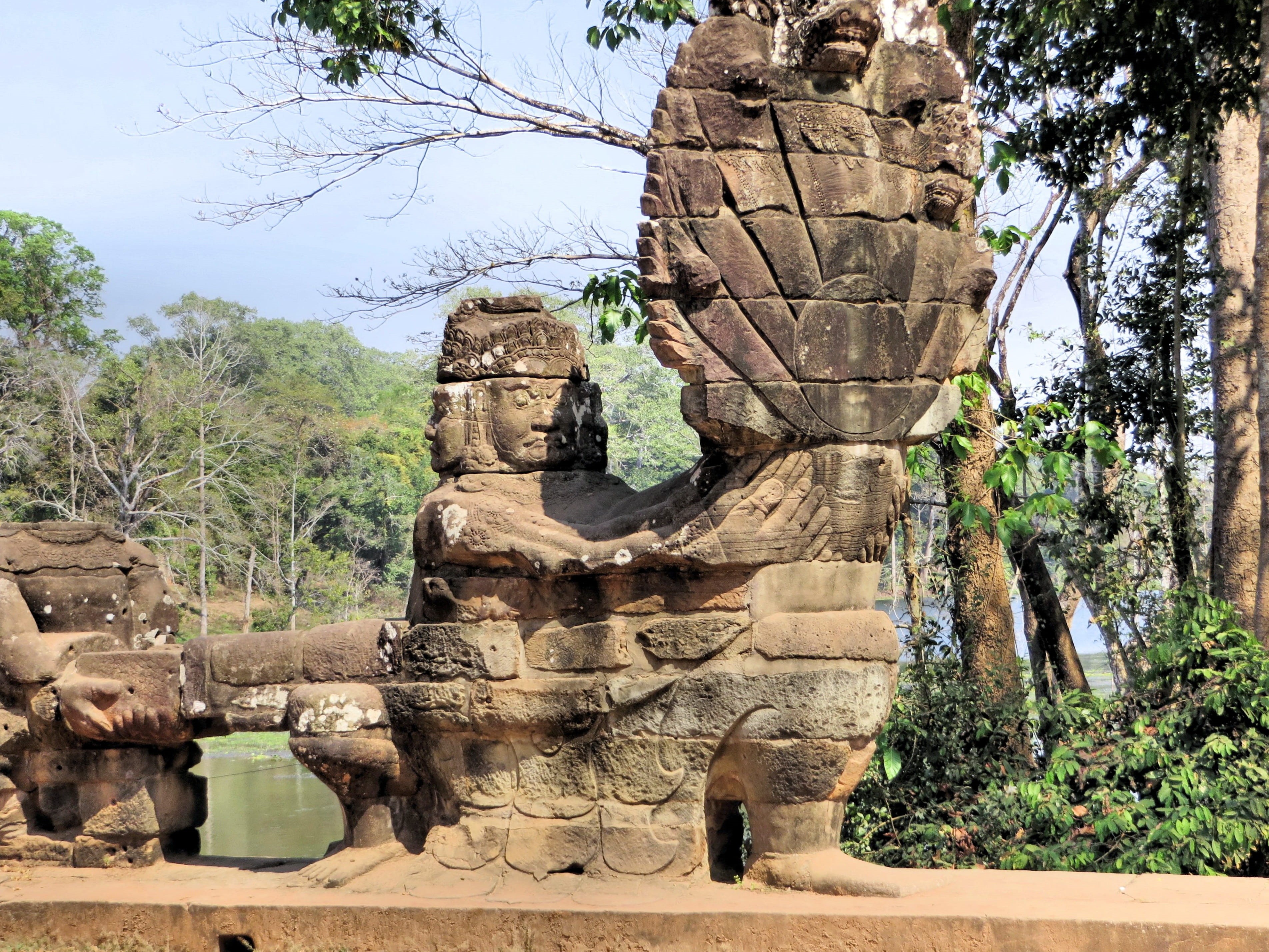 history, solid, 2K, day, sculpture, nature, no people, branch, sculptures, travel destinations, bayon, beauty in nature, growth, tranquility, Angkor, rock formation, HD Wallpaper