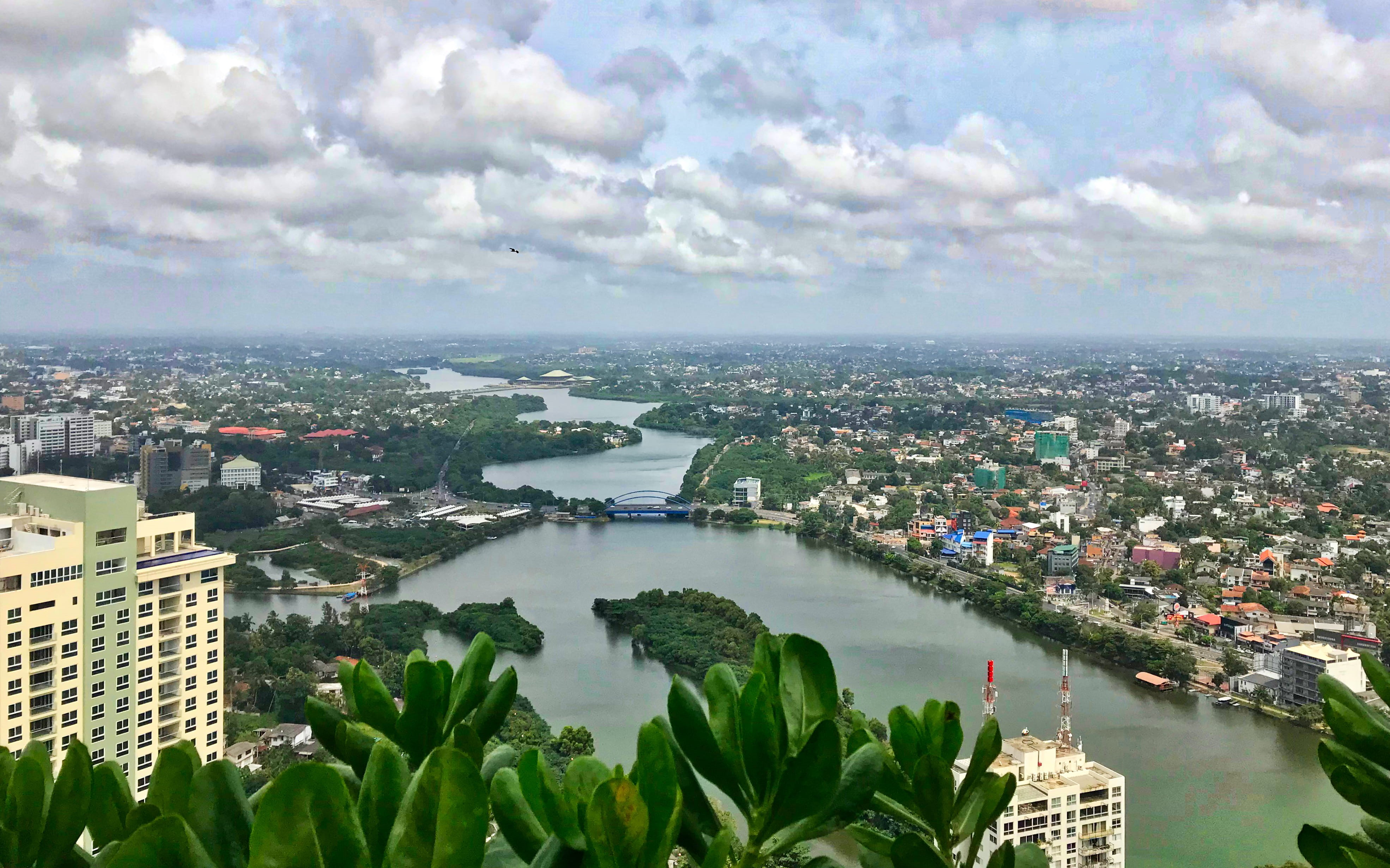residential district, sky, building, plant, kotikawatta, 4K, city, built structure, river, nature, day, travel destinations, cloud - sky, water, building exterior, HD Wallpaper