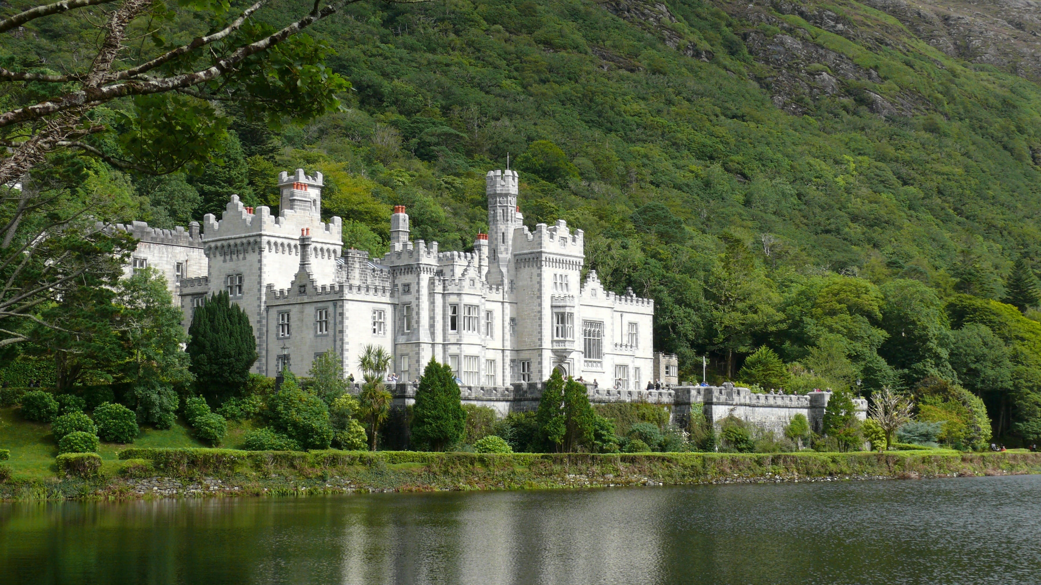 national park, tourism, europe, abbey, connemara, water, nature, building exterior, travel, history, no people, growth, built structure, vacations, lake, HD Wallpaper