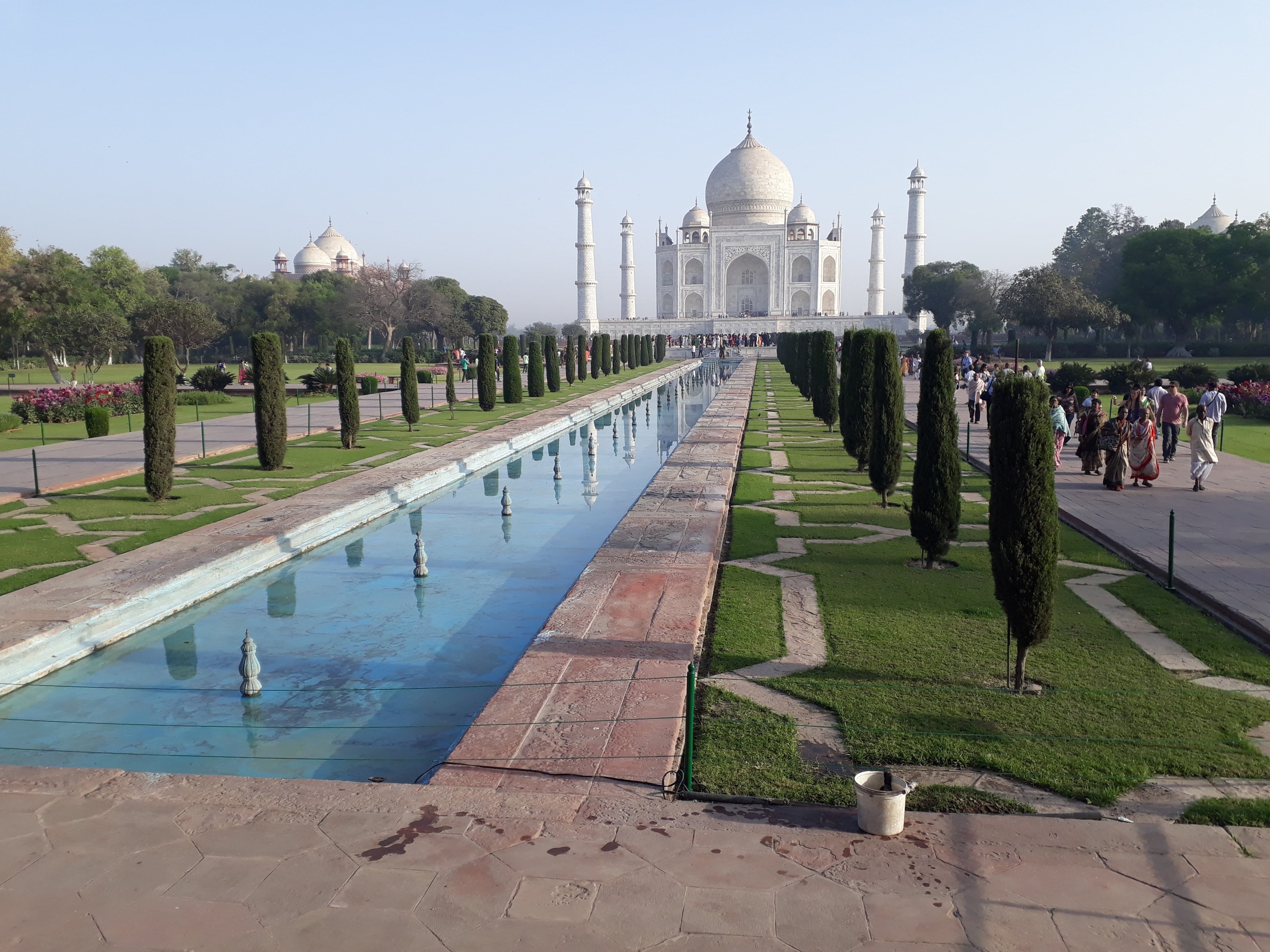 river, built structure, water, plant, building exterior, architecture, asia, tajmahal, real people, old, outdoors, reflection, pool, reflecting pool, history, HD Wallpaper