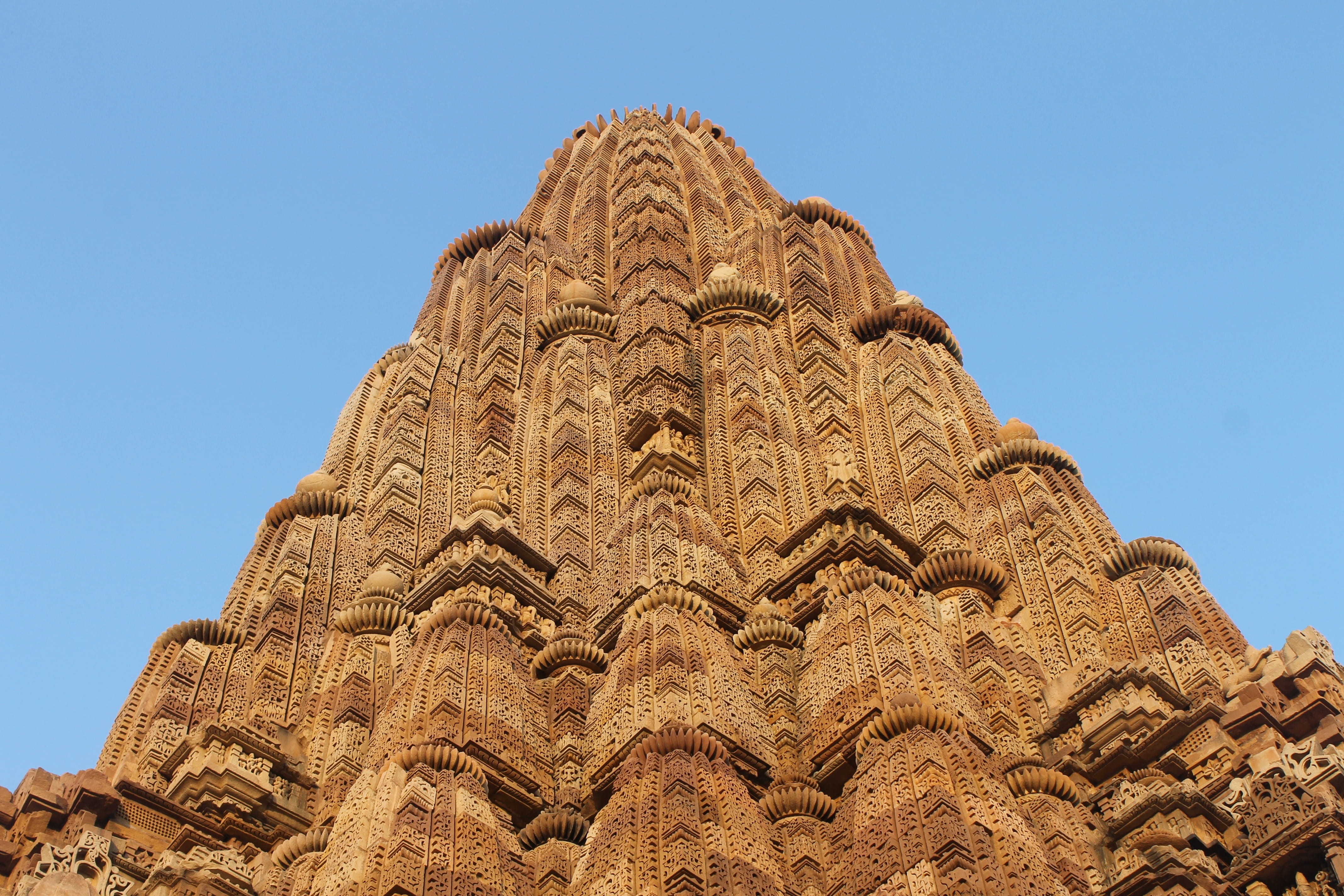 spirituality, sky, craft, sandstone, blue, low angle view, temple, clear sky, stone, nature, old, tourism, architecture, carving - craft product, outdoors, HD Wallpaper