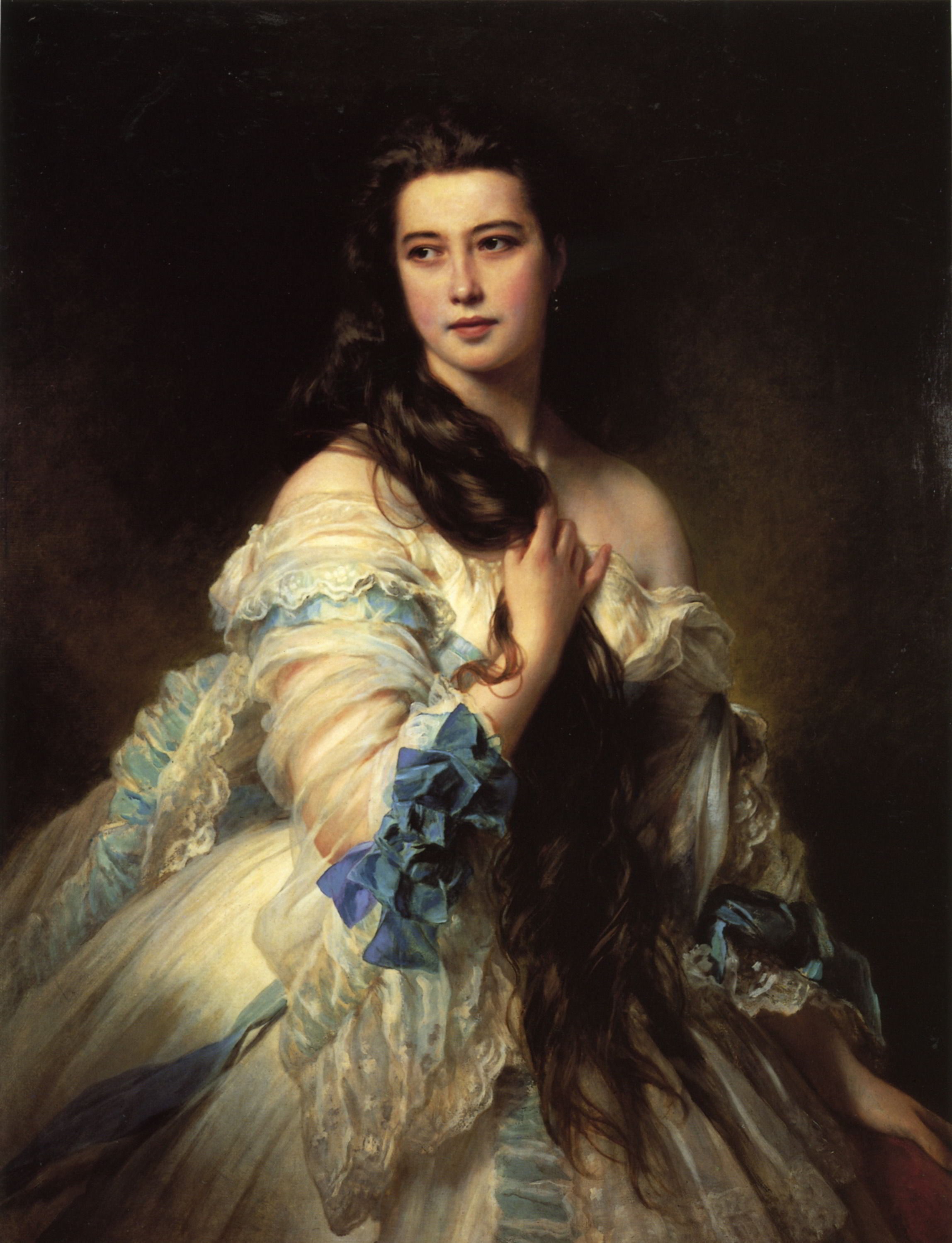 franz winterhalter, Madame Barbe Rimsky Korsakov, canvas, painting, 2K, Phone HD Wallpaper