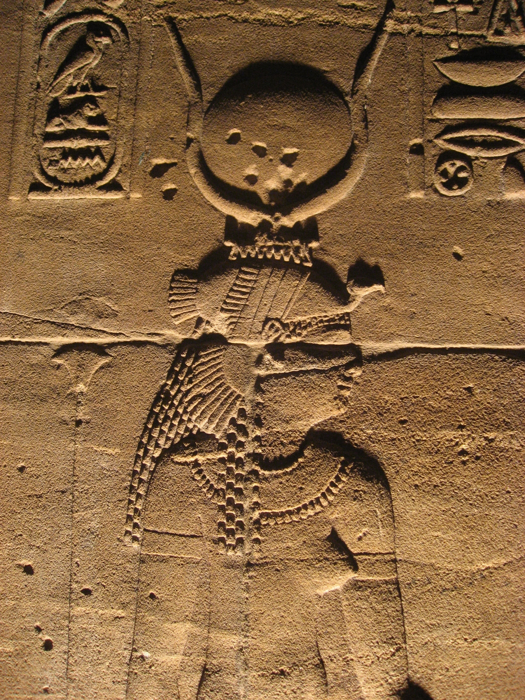 nile, ancient, blue sky, close-up, built structure, human skeleton, day, aswan, world heritage site, backgrounds, human representation, pharaoh, god, unesco, Phone HD Wallpaper
