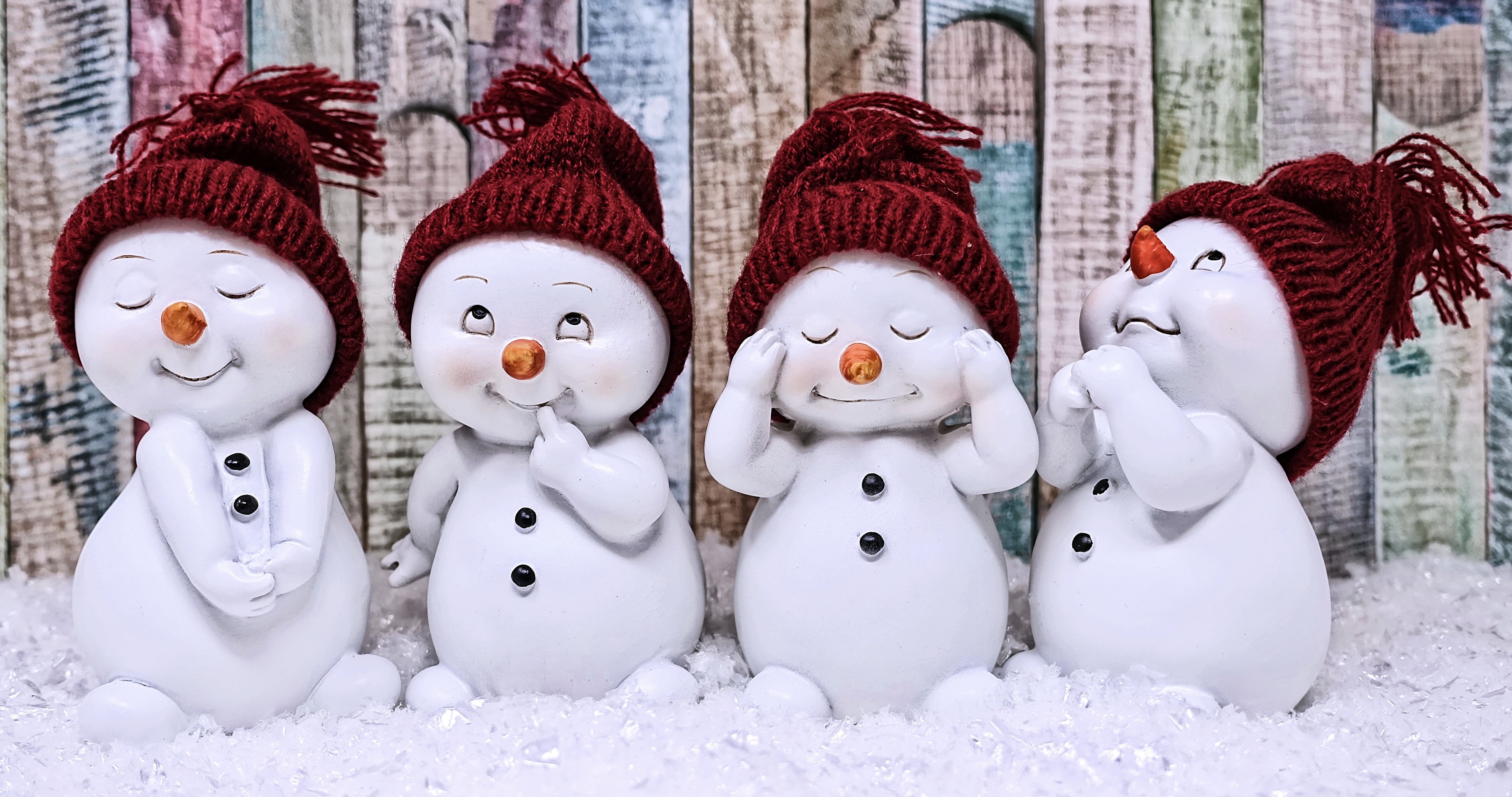 snow, wintry, funny, snowman, close-up, fun, in a row, male likeness, 5K, cute, white color, representation, art and craft, christmas motif, winter, white, HD Wallpaper