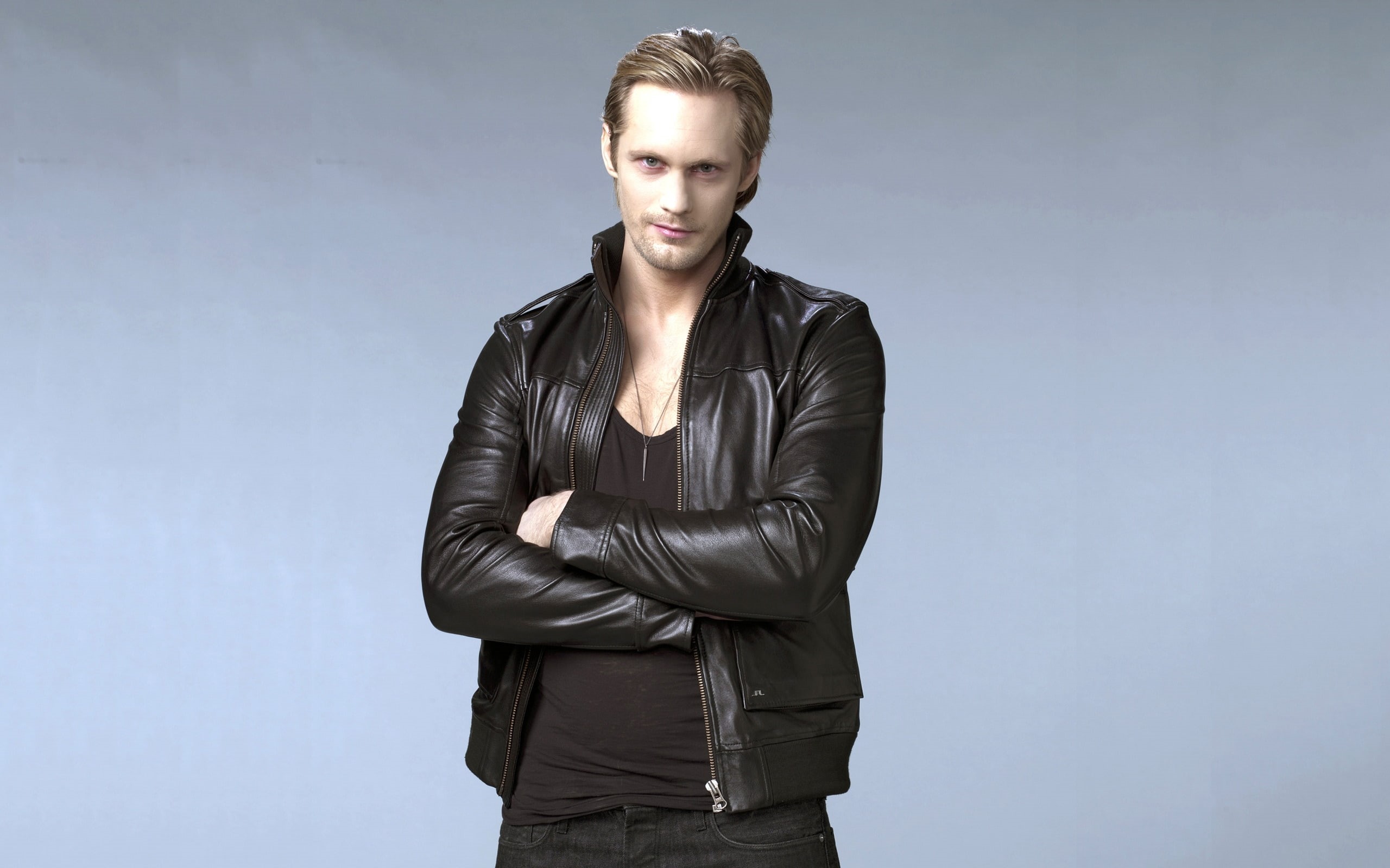 man, jacket, leather, dude, background, black, guy, s, skarsgard, alexander, 2K, men, handsome, zip, HD Wallpaper