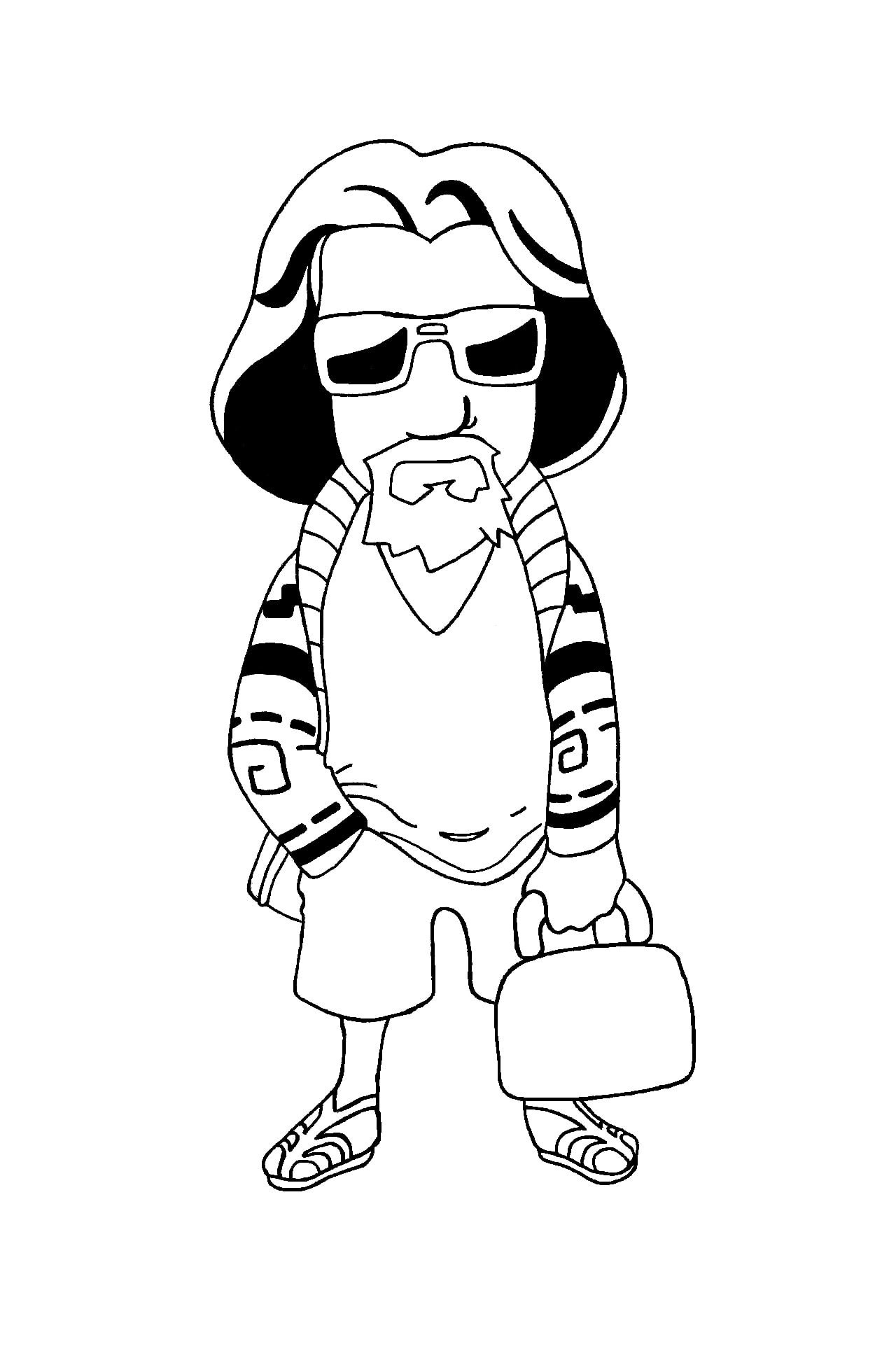 depression - sadness, studio shot, one person, looking, holding, child, 1080P, men, The Big Lebowski, adult, painting, activity, lifestyles, line art, Phone HD Wallpaper
