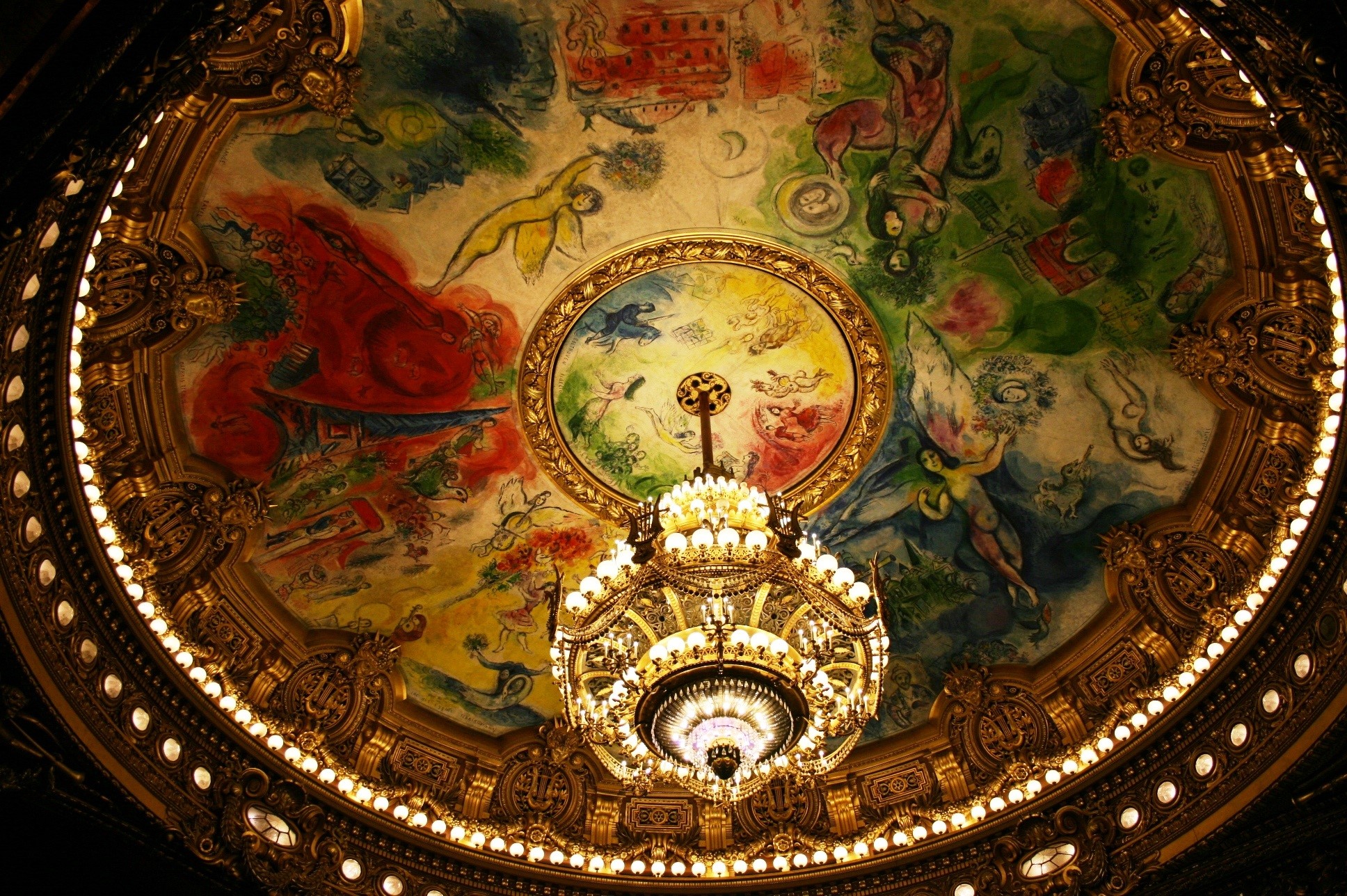 decoration, lighting equipment, ceiling, belief, the paris opera, pattern, the past, religion, creativity, 1080P, opéra garnier, directly below, close-up, HD Wallpaper