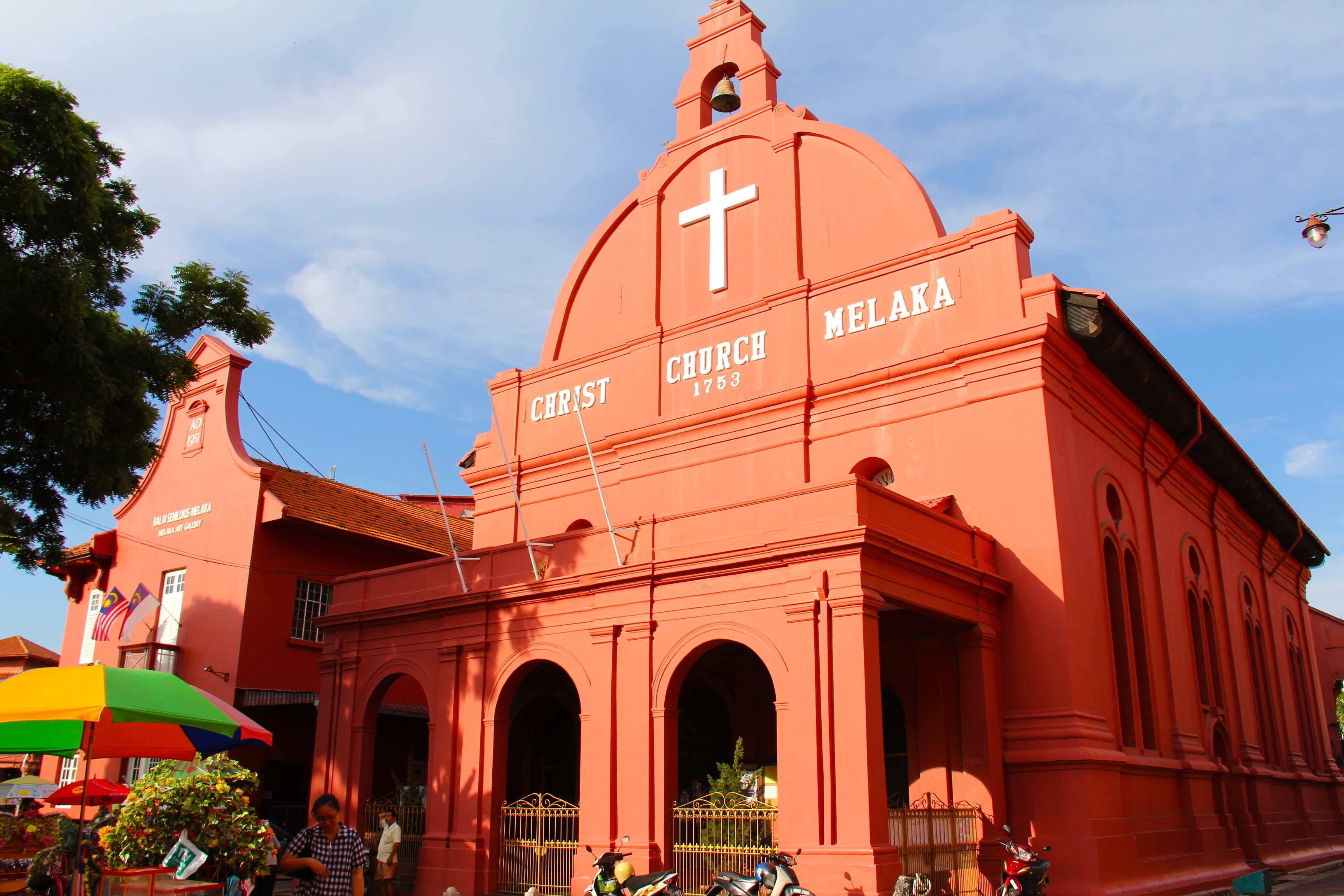 city, religion, orange, square, nature, historic, church, dutch square, old, outdoors, sky, day, famous Place, melaka, travel, malacca, christianity, place of worship, HD Wallpaper