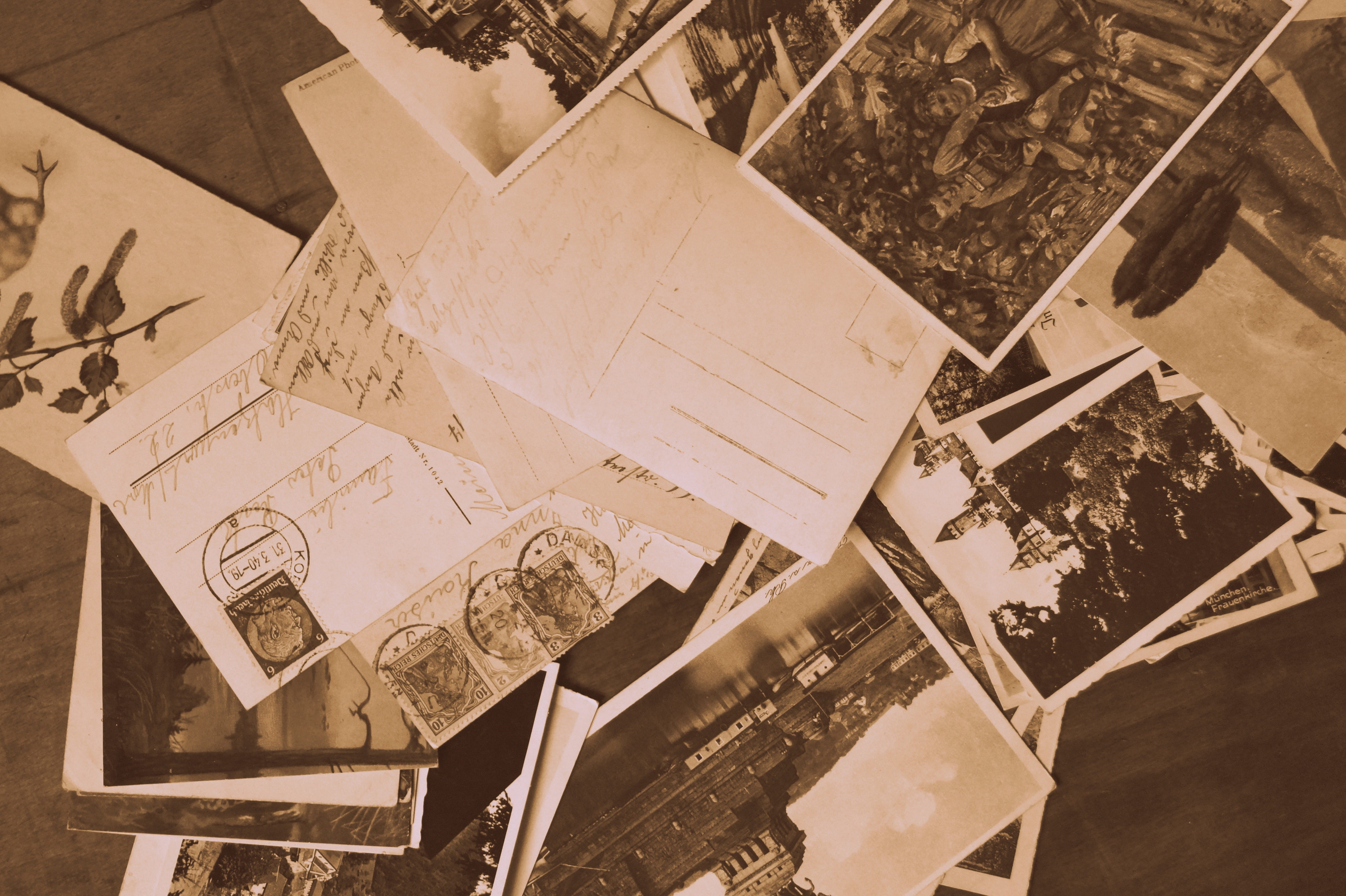 old, day, indoors, high angle view, 5K, directly above, post, arts culture and entertainment, postcards, creativity, still life, table, greeting cards, HD Wallpaper
