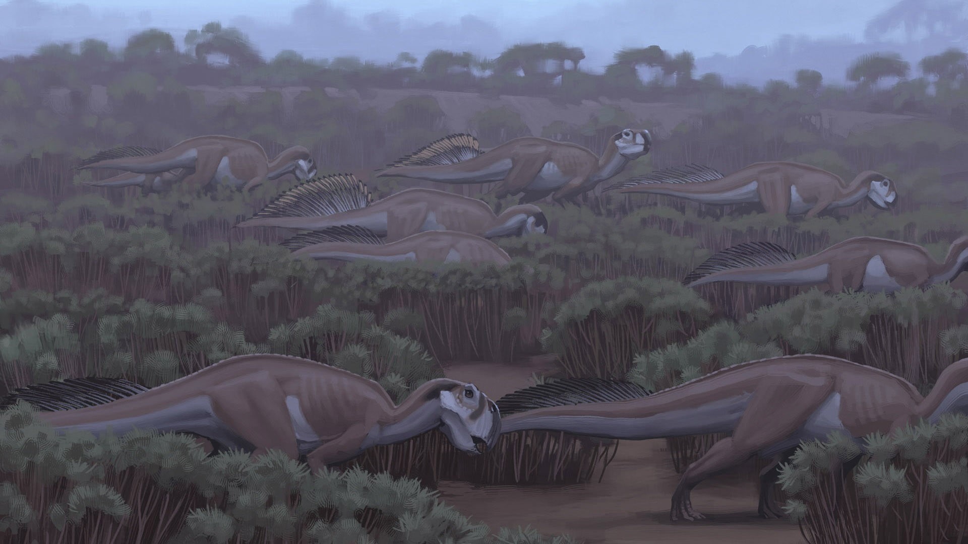 brown, beauty in nature, land, animal themes, Simon Stålenhag, painting, bird, 1080P, dinosaurs, travel destinations, flying, animals in the wild, no people, HD Wallpaper