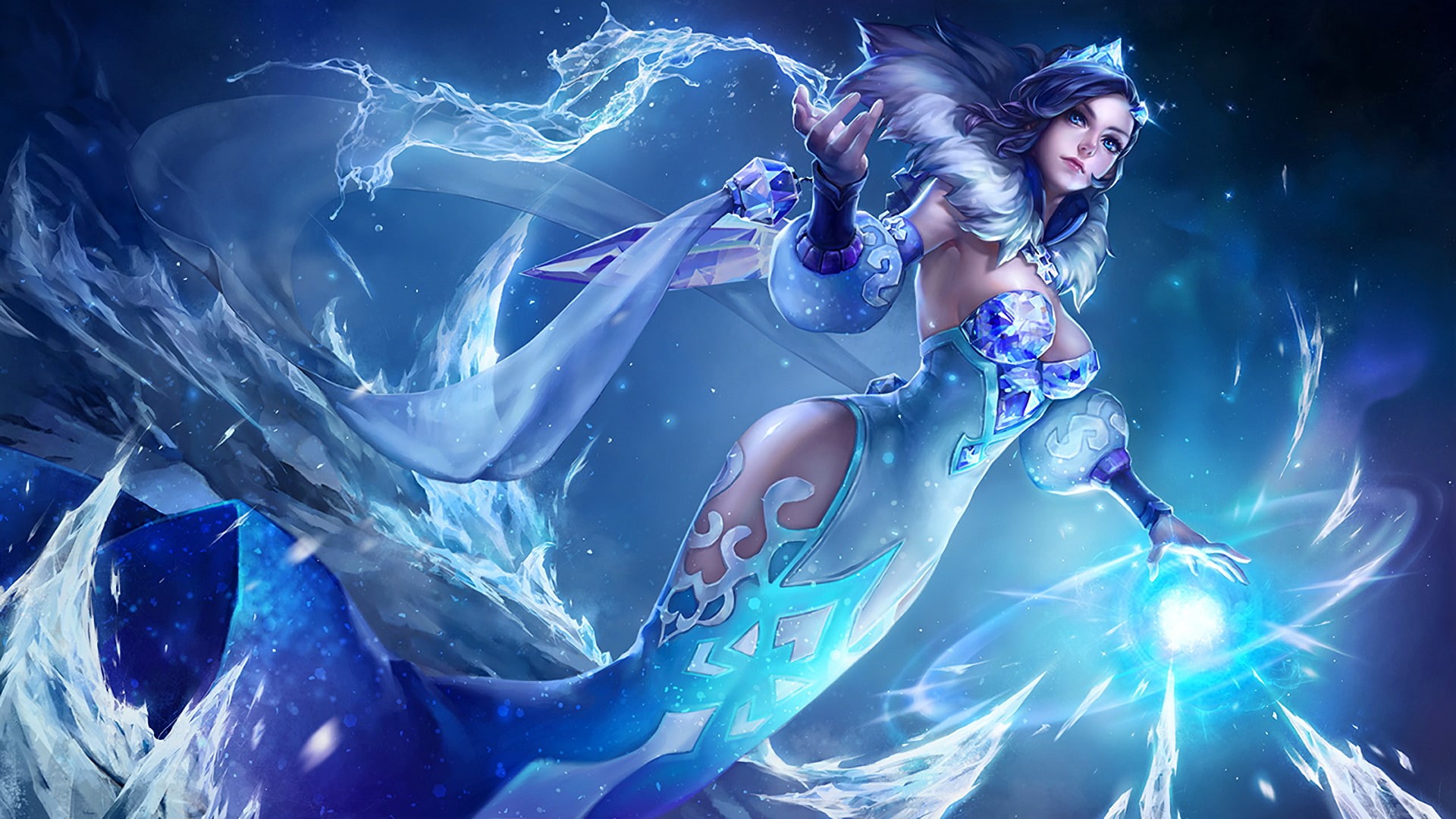 Fantasy, King of Glory, 1080P, Ice, Girl, Woman, Video Game, Blue, HD Wallpaper