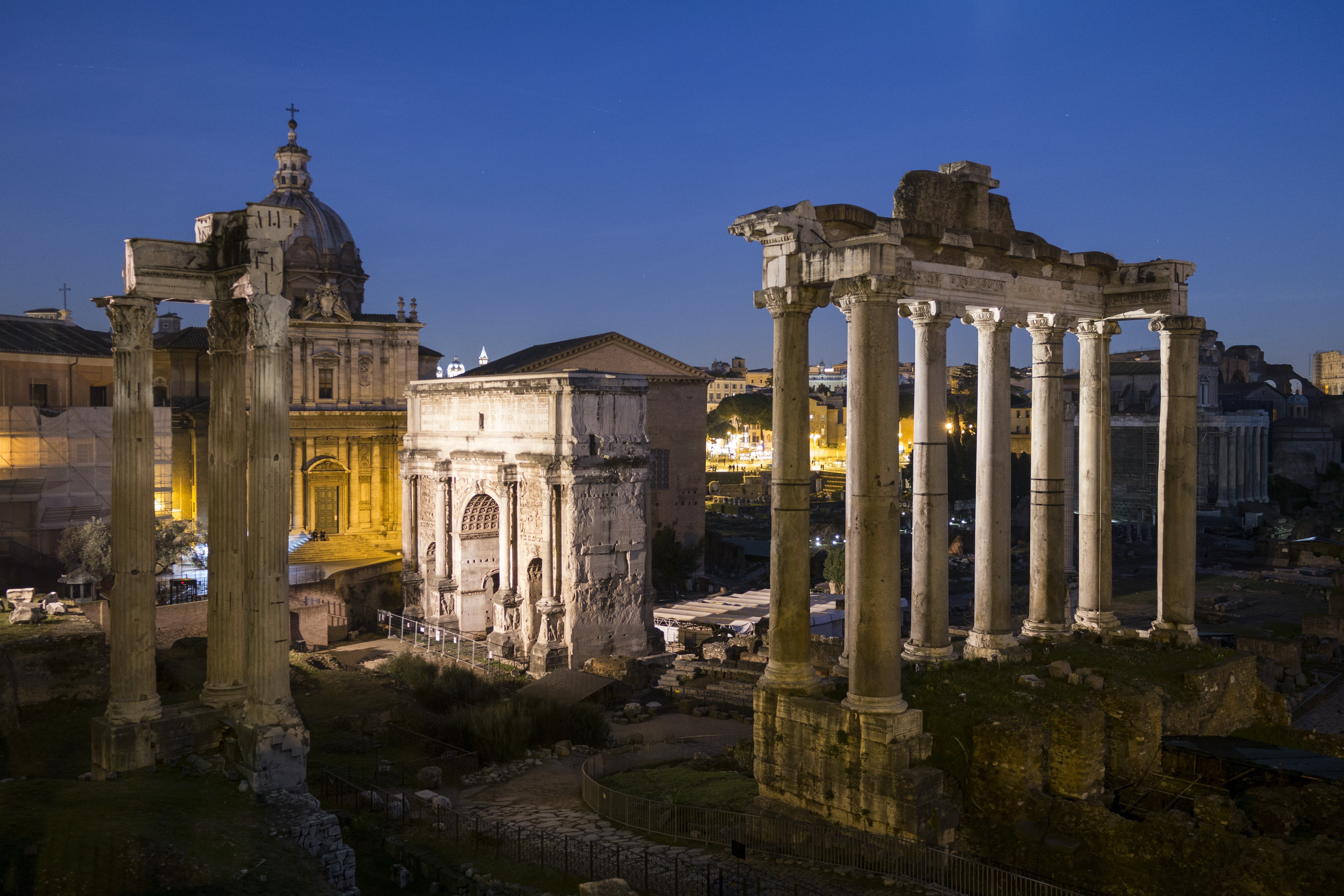 ancient, ancient civilization, damaged, architecture, tourism, archaeology, Rome, Foro Romano, Italy, clear sky, history, sky, building exterior, ruined, HD Wallpaper