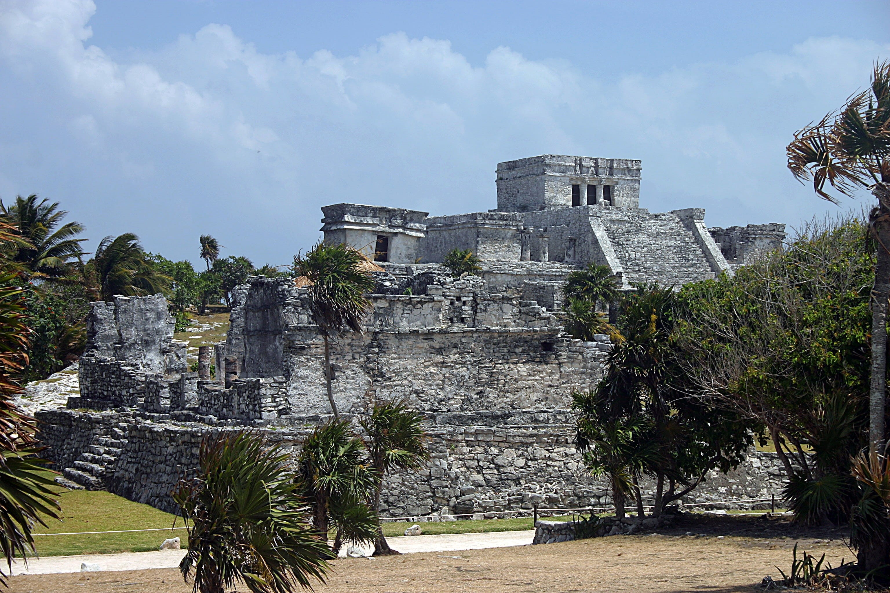 civilization, caribbean, tree, daytime, ruined, temple, building, day, tourism, tropical, outdoors, ancient civilization, 2K, architecture, structure, HD Wallpaper